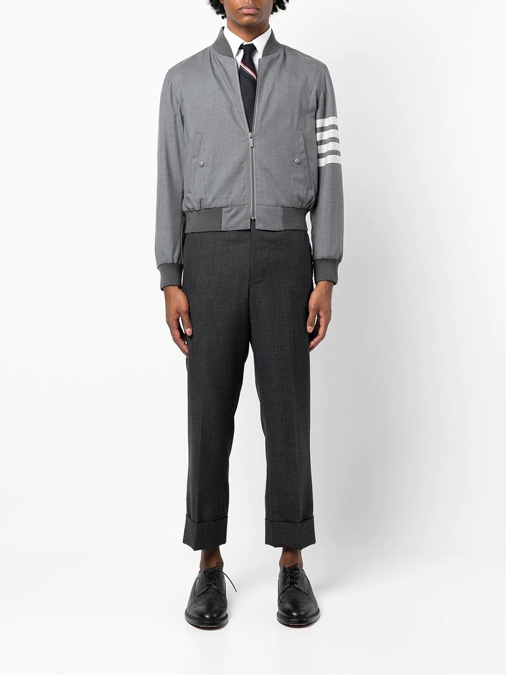 4-Bar stripe knitted bomber jacket - 3