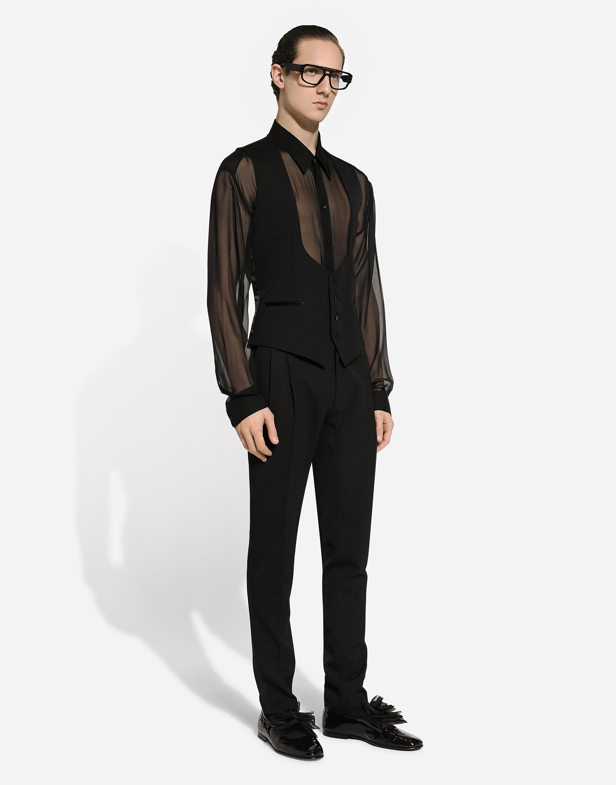パンツ DOLCE & GABBANA SLIM-FIT TUXEDO TROUSERS IN GABARDINE Dolce & Gabbana Classic gabardine tuxedo pants | REVERSIBLE