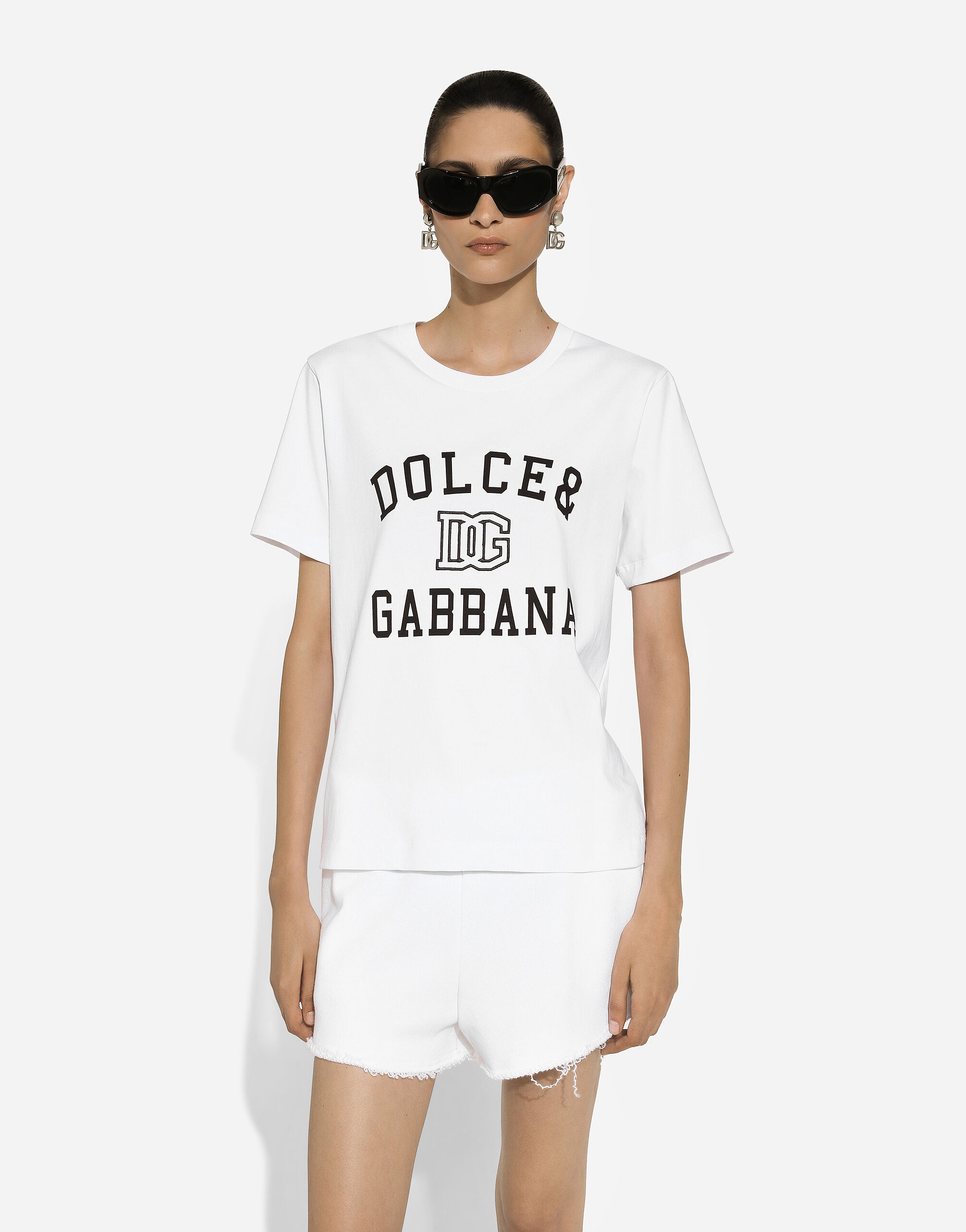 Jersey T-shirt with Dolce&Gabbana logo embroidery and lettering - 4