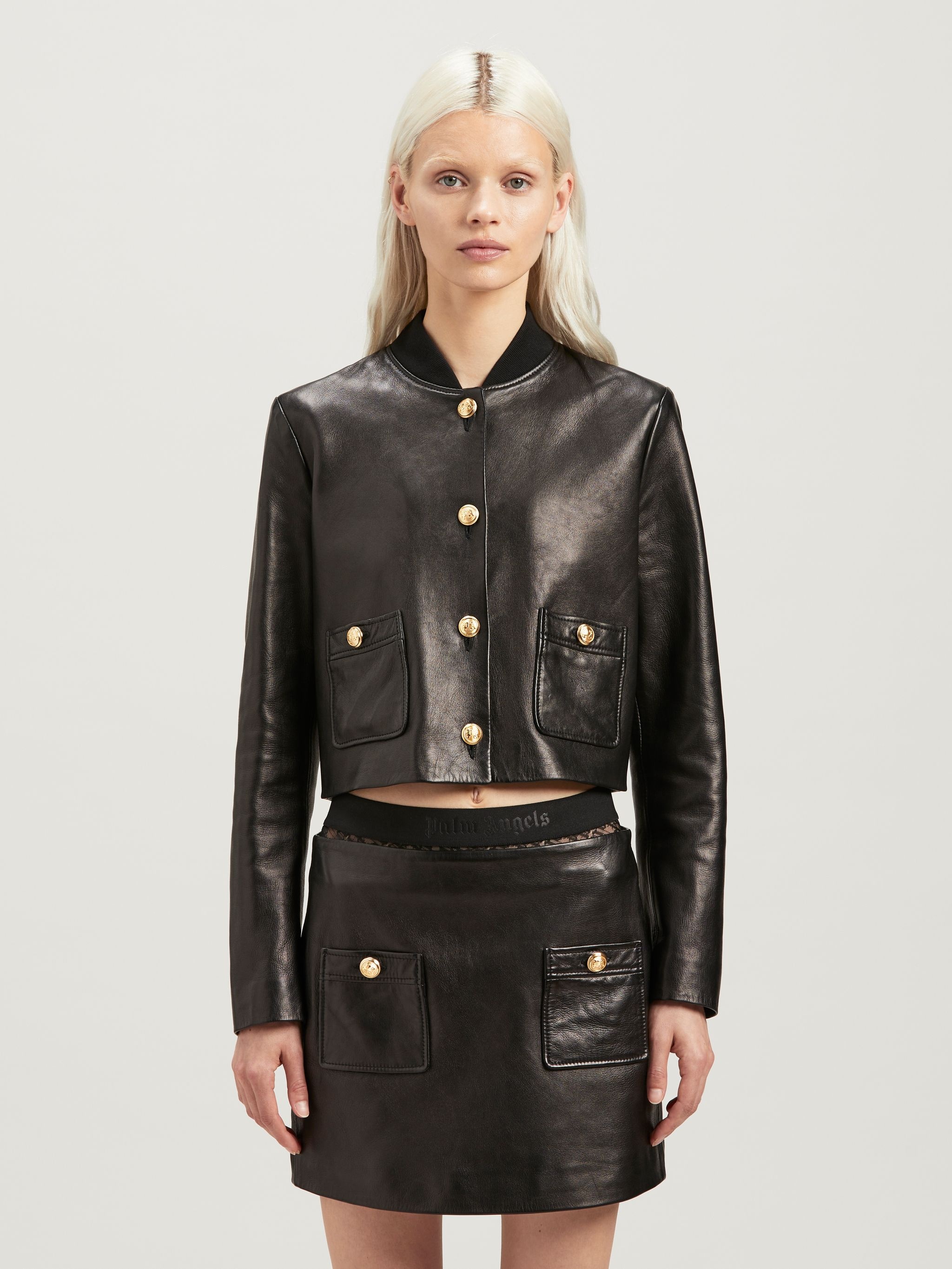 Buttons Leather Jacket - 3