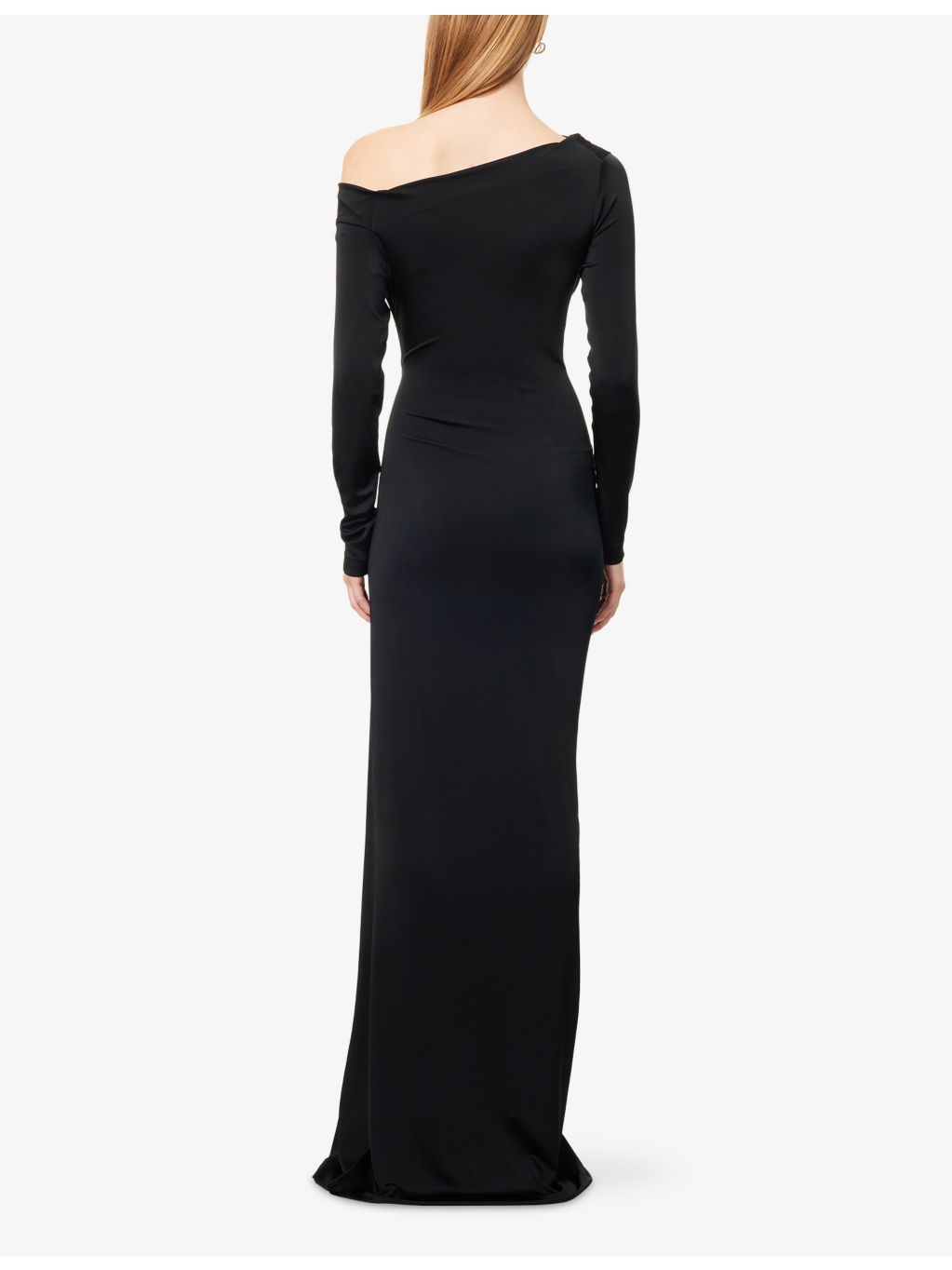 Off-Shoulder Draped Woven Maxi Dress - 4