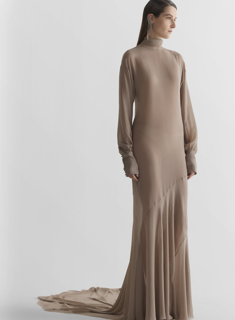 MUGLER Turtleneck sheer gown outlook