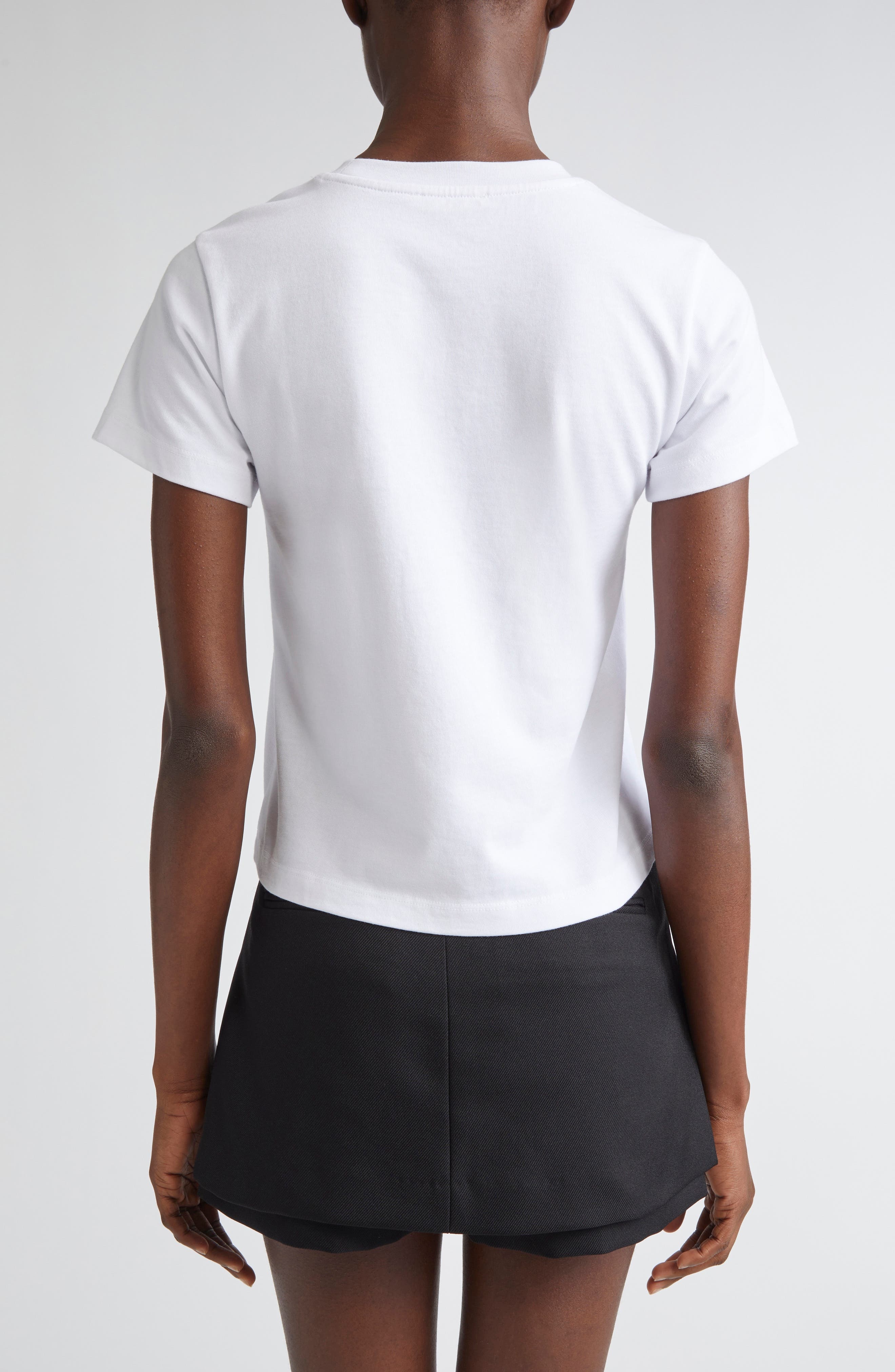 Sandy Liang Ame Bow Graphic Baby Tee in White at Nordstrom - 3