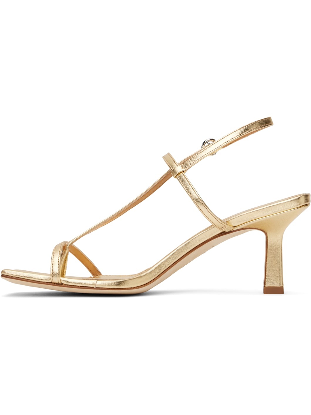 Gold Elise Leather Toe-Post Heeled Sandals - 3