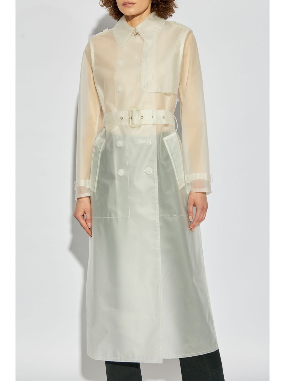 transparent belted trench coat - 3