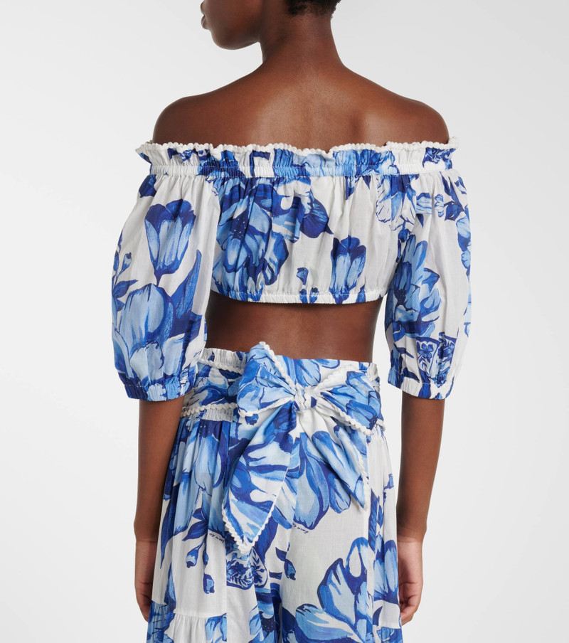 Floral cropped off-shoulder cotton top 5