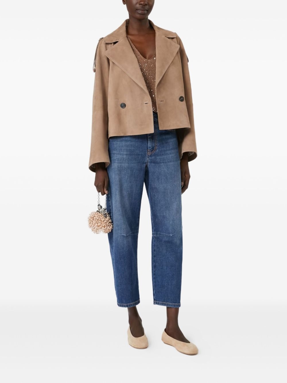 double-breasted suede jacket - 2
