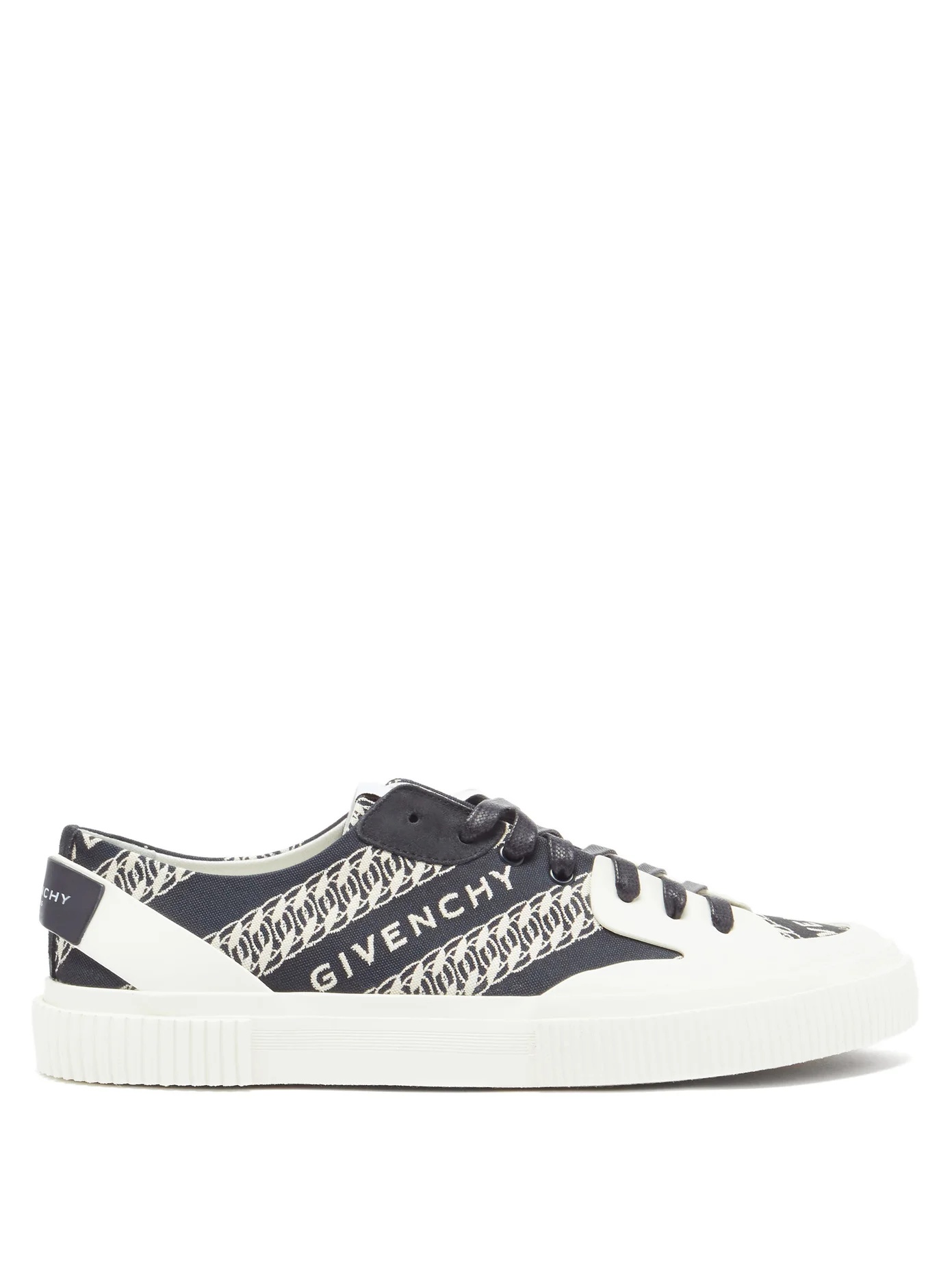 Chain & logo-jacquard canvas trainers - 1