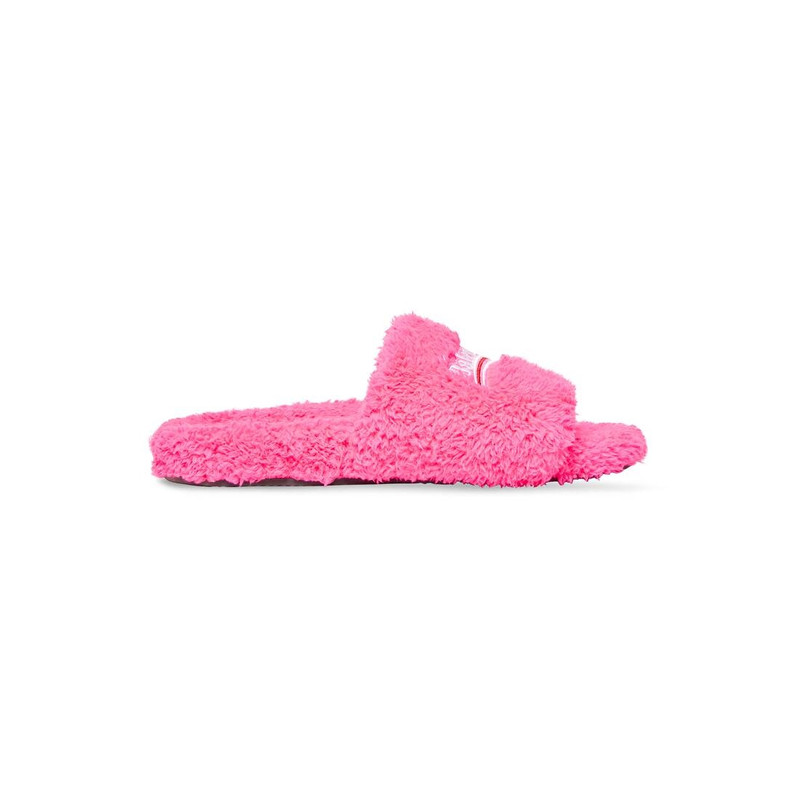 Women's Furry Slide Sandal in Bright Pink 1