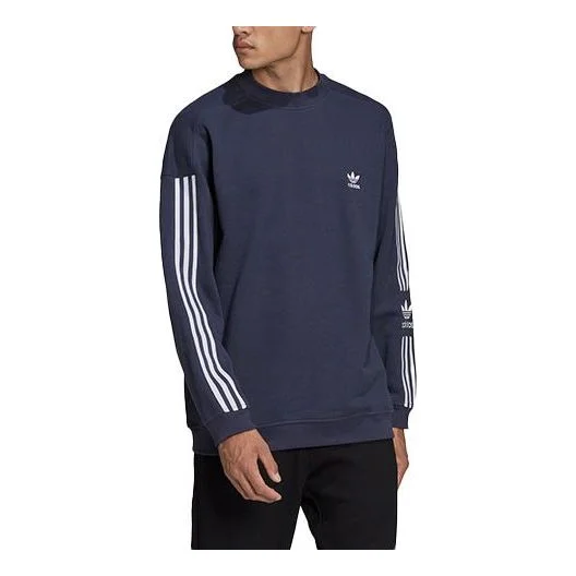 Men's adidas originals Lock Up Crew Sports Round Neck Pullover Dark Grey Navy Blue HC1997 - 1