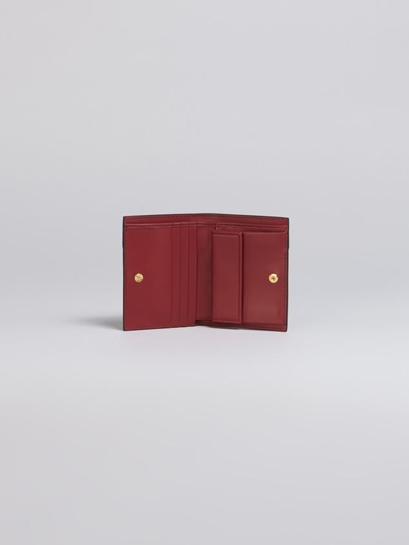 Marni BI-FOLD WALLET IN BROWN PINK AND BURGUNDY SAFFIANO LEATHER outlook