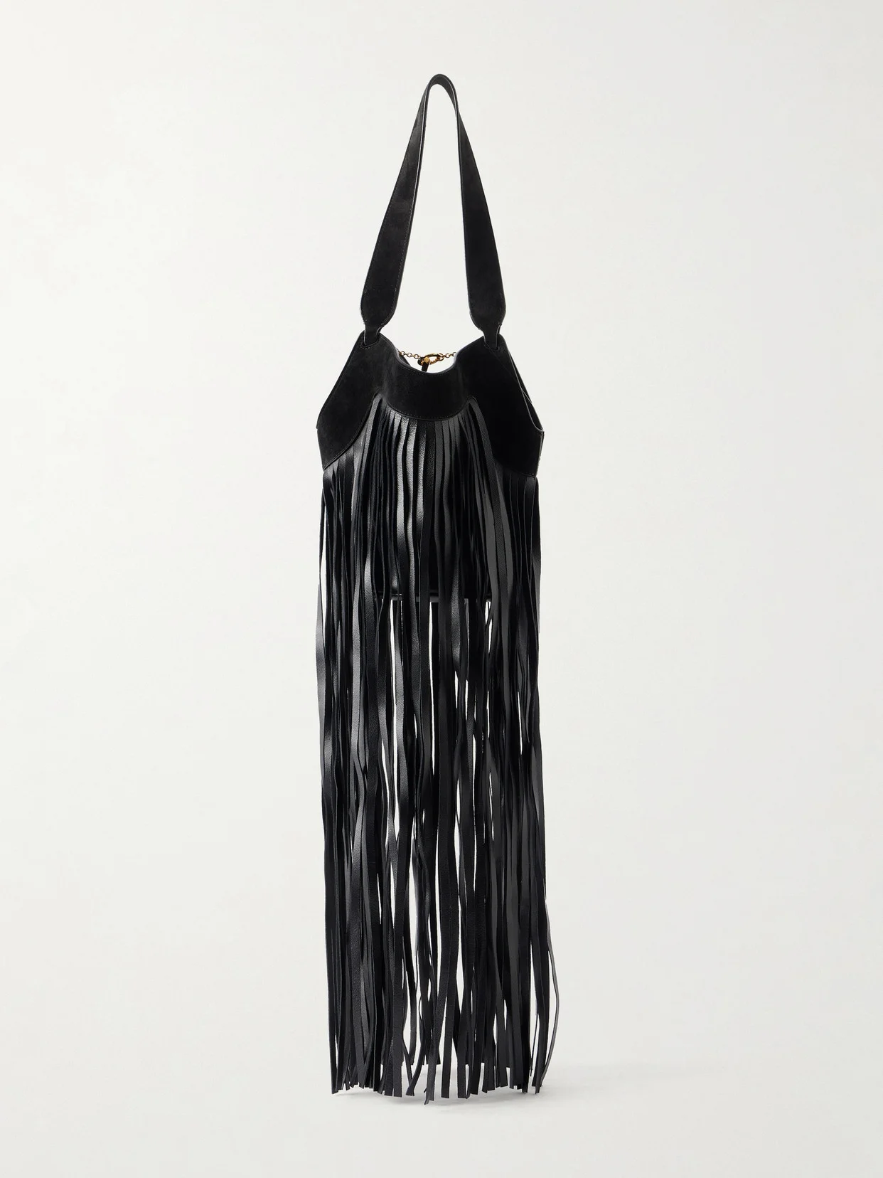 Lotus Fringed Leather Tote Bag - 1