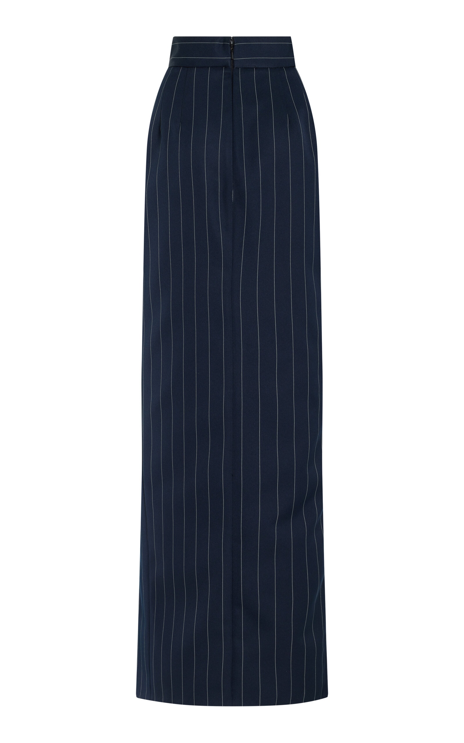 Slit Detailed Pinstripe Midi Skirt navy - 3
