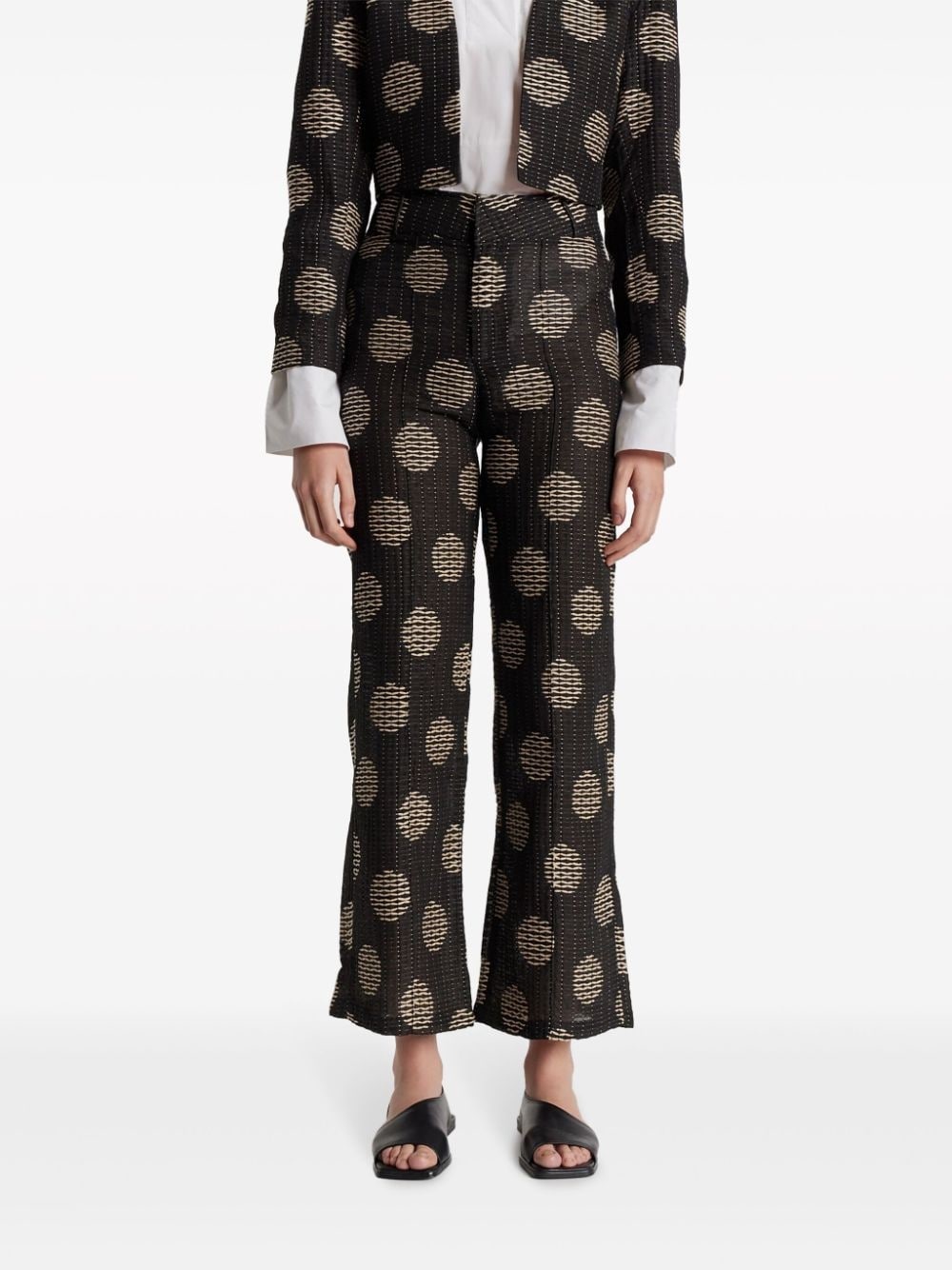 Yoshismart jacquard cropped trousers - 4
