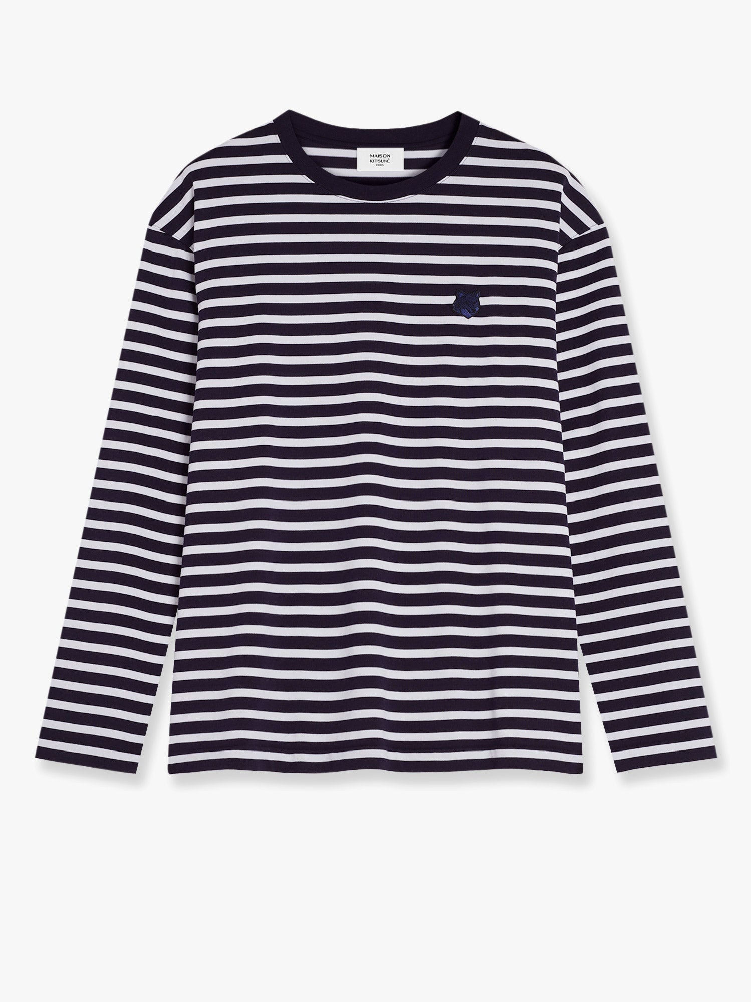 Maison Kitsune Striped Cotton Sweater With Iconic Logo Patch - 1