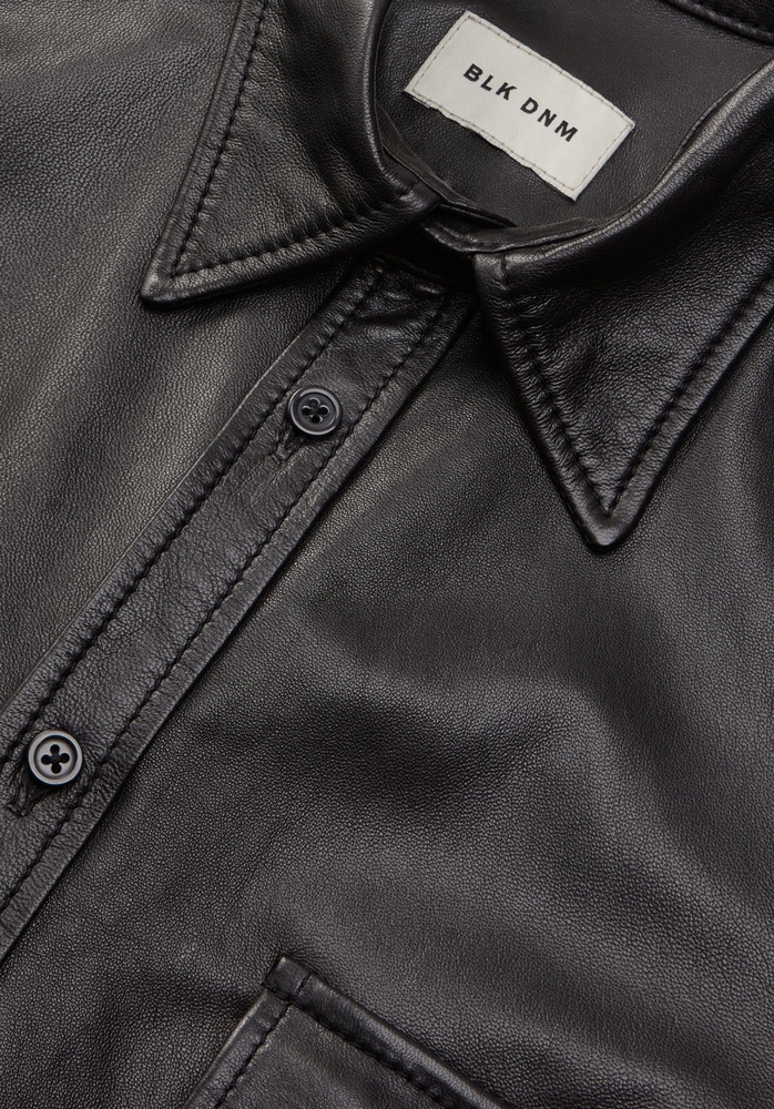 LEATHER SHIRT 04  BLACK - 5