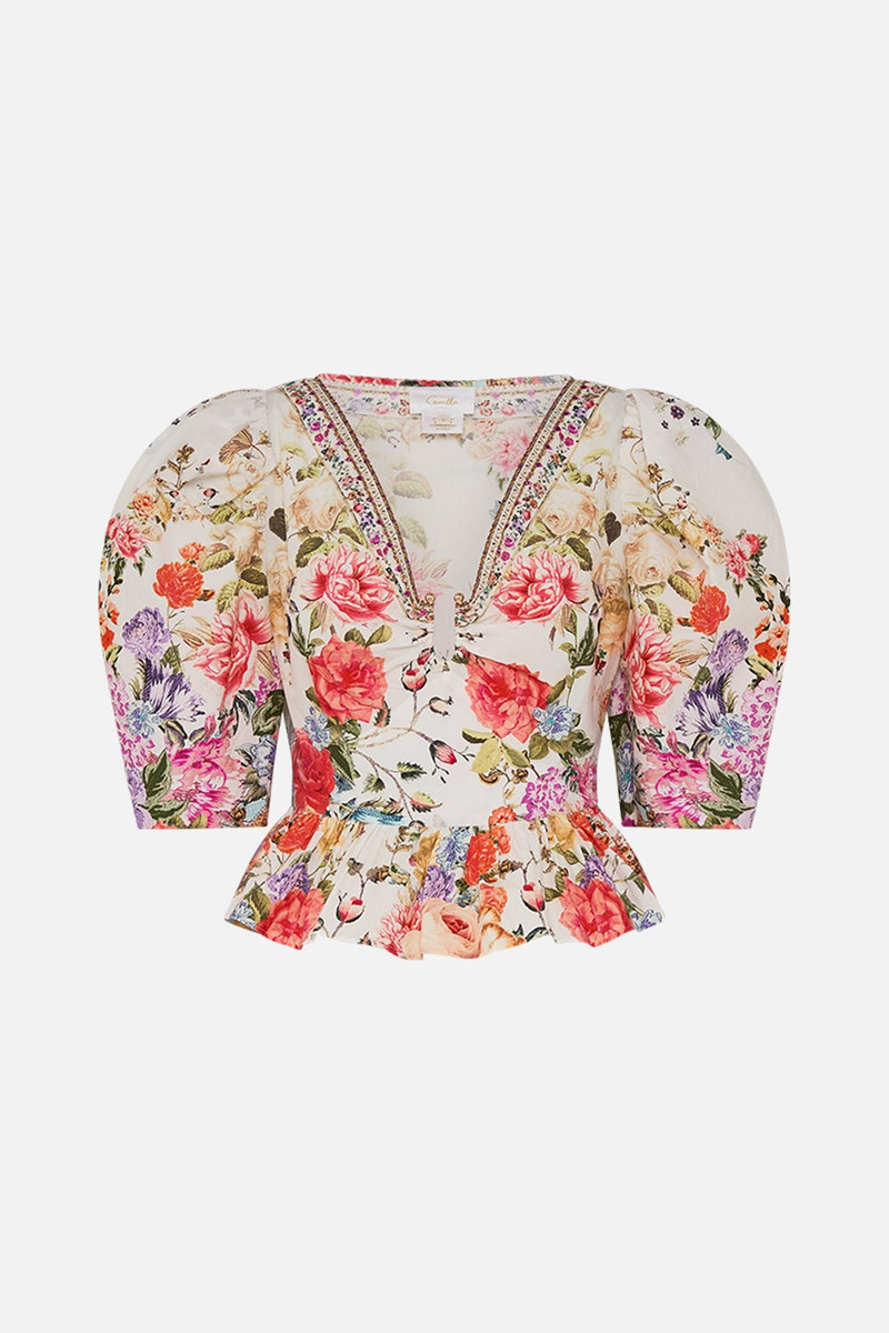 PUFF SLEEVE TOP WITH HARDWARE - 1