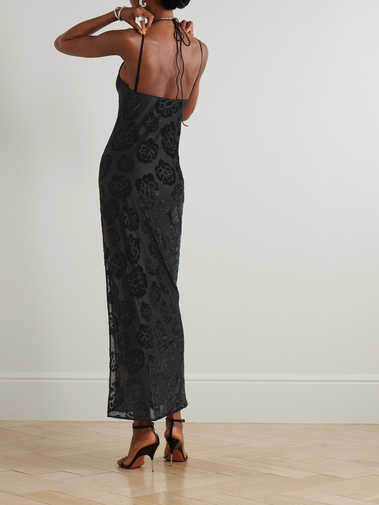 Vittoria Devoré-velvet Halterneck Gown - 3