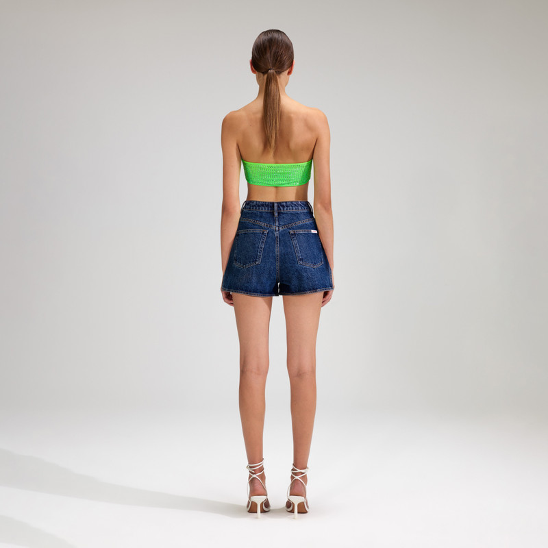 self-portrait Green Rhinestone Bandeau Bikini Top outlook