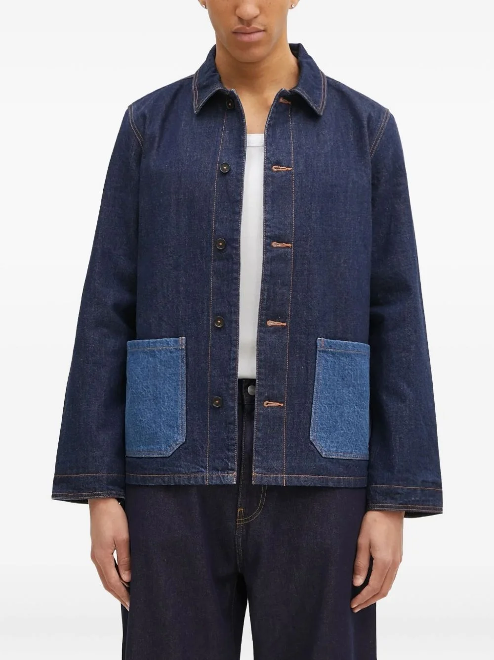 contrast-pocket denim jacket - 1