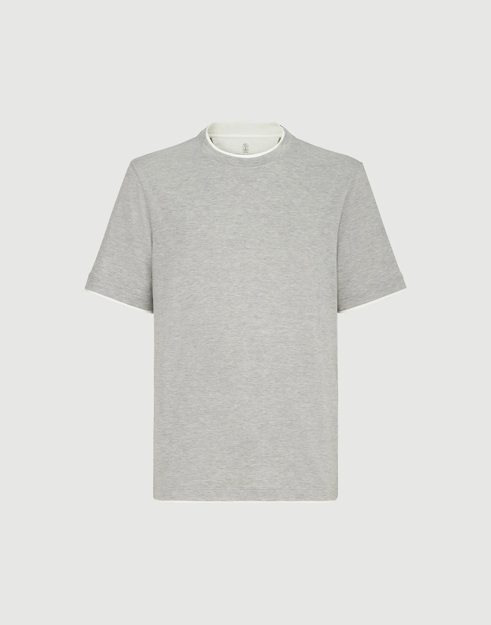 Silk and cotton lightweight jersey crew neck T-shirt with faux-layering - 1
