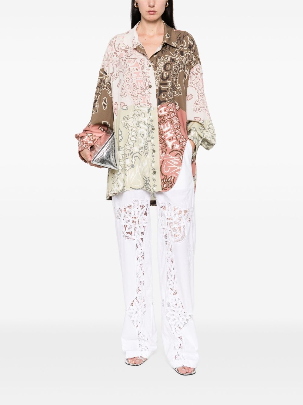 paisley-print patchwork shirt - 2