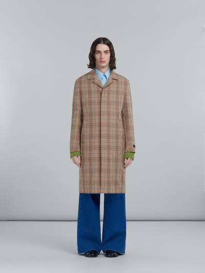 Marni LONG COAT IN BEIGE CHEQUERED WOOL outlook