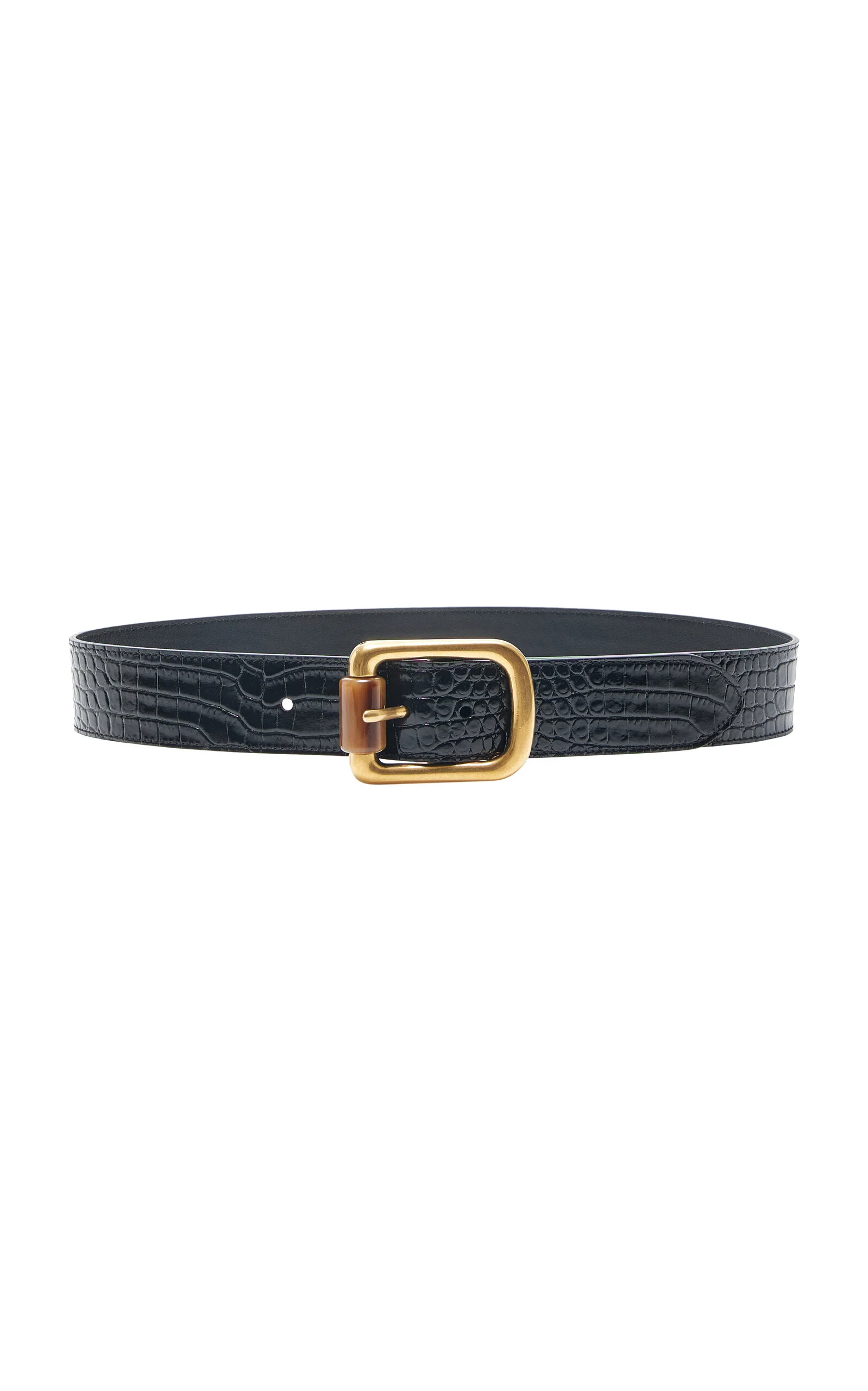 Crocodile-Embossed Leather Belt black - 1