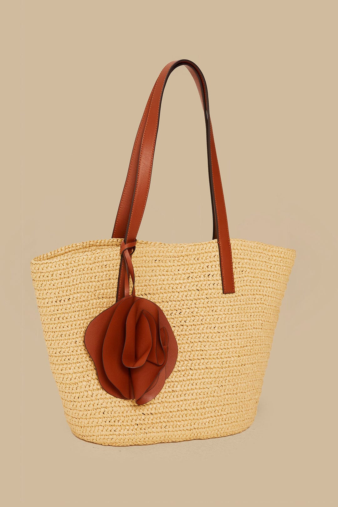 Caramel Raffia Basket Bag - 3