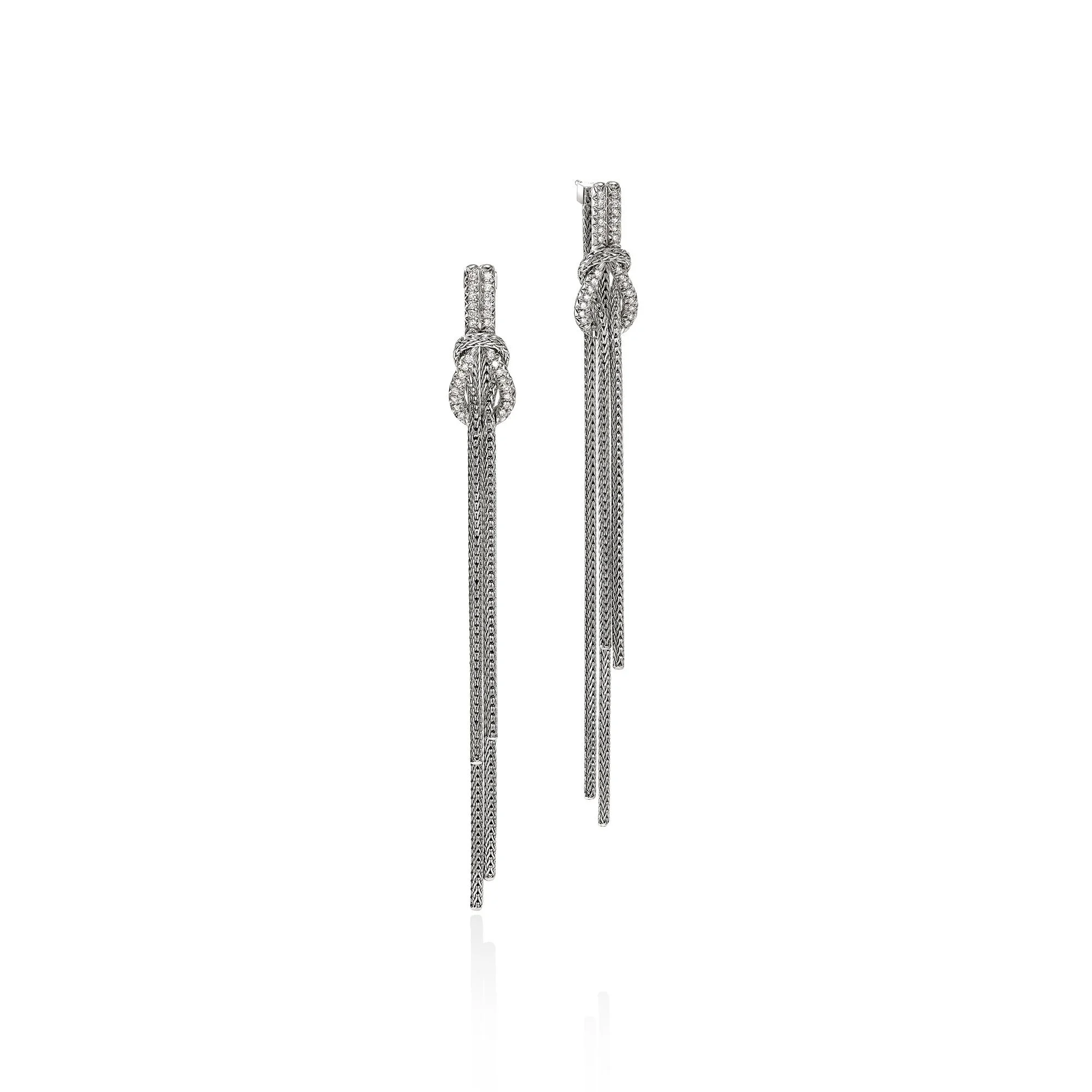 Love Knot Drop Earring, Sterling Silver, Diamonds - 1