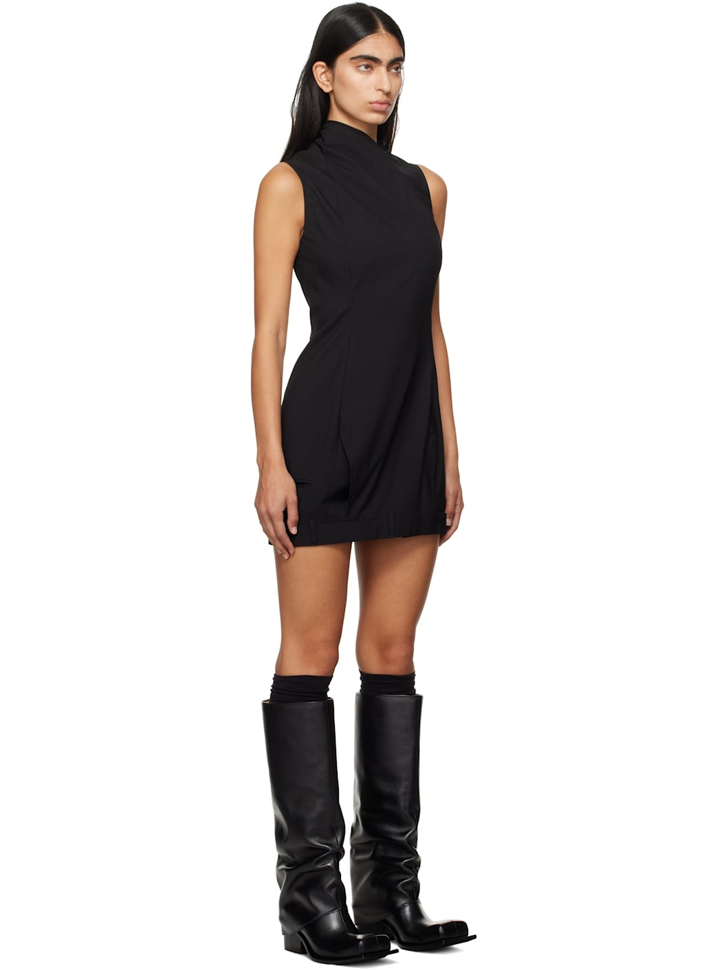 Black Upside Down Trouser Minidress - 2