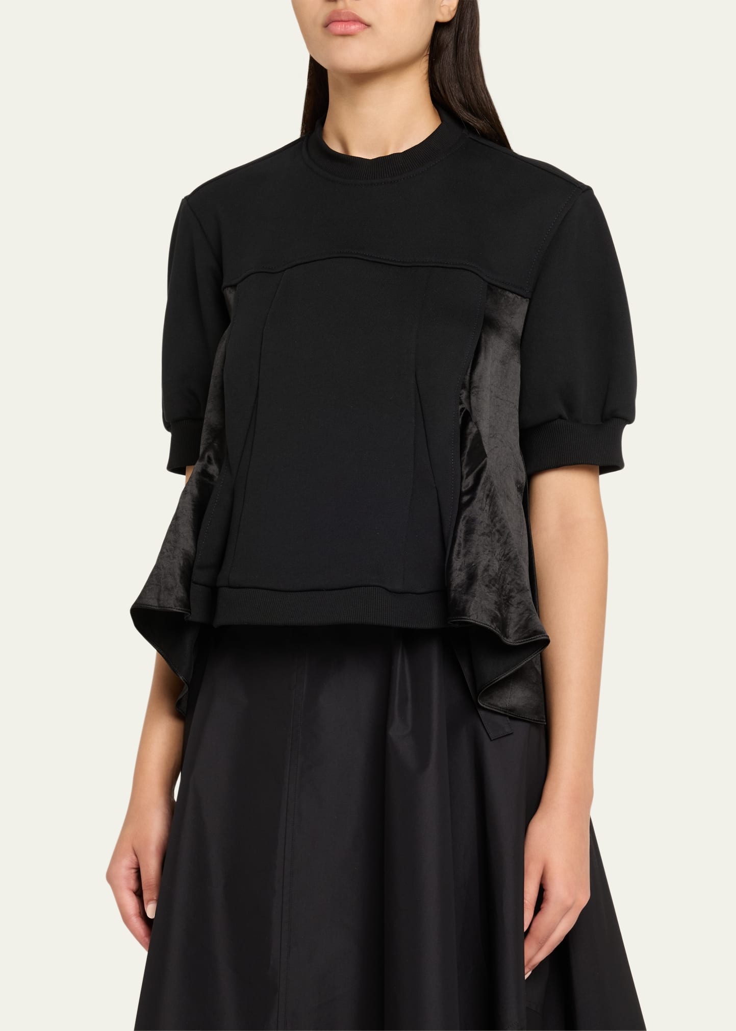 Satin Combo Flounce Top - 4