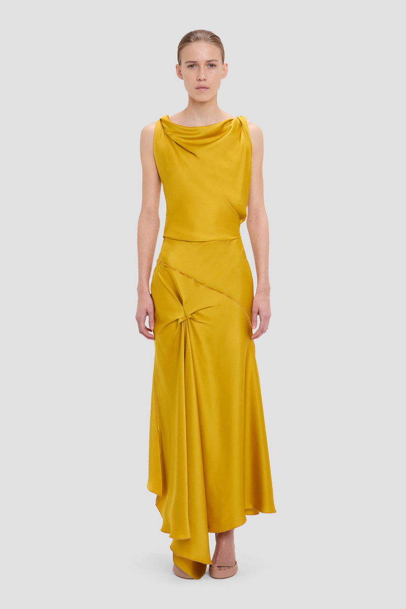 Victoria Beckham Posy Midi Dress In Sunset Yellow outlook
