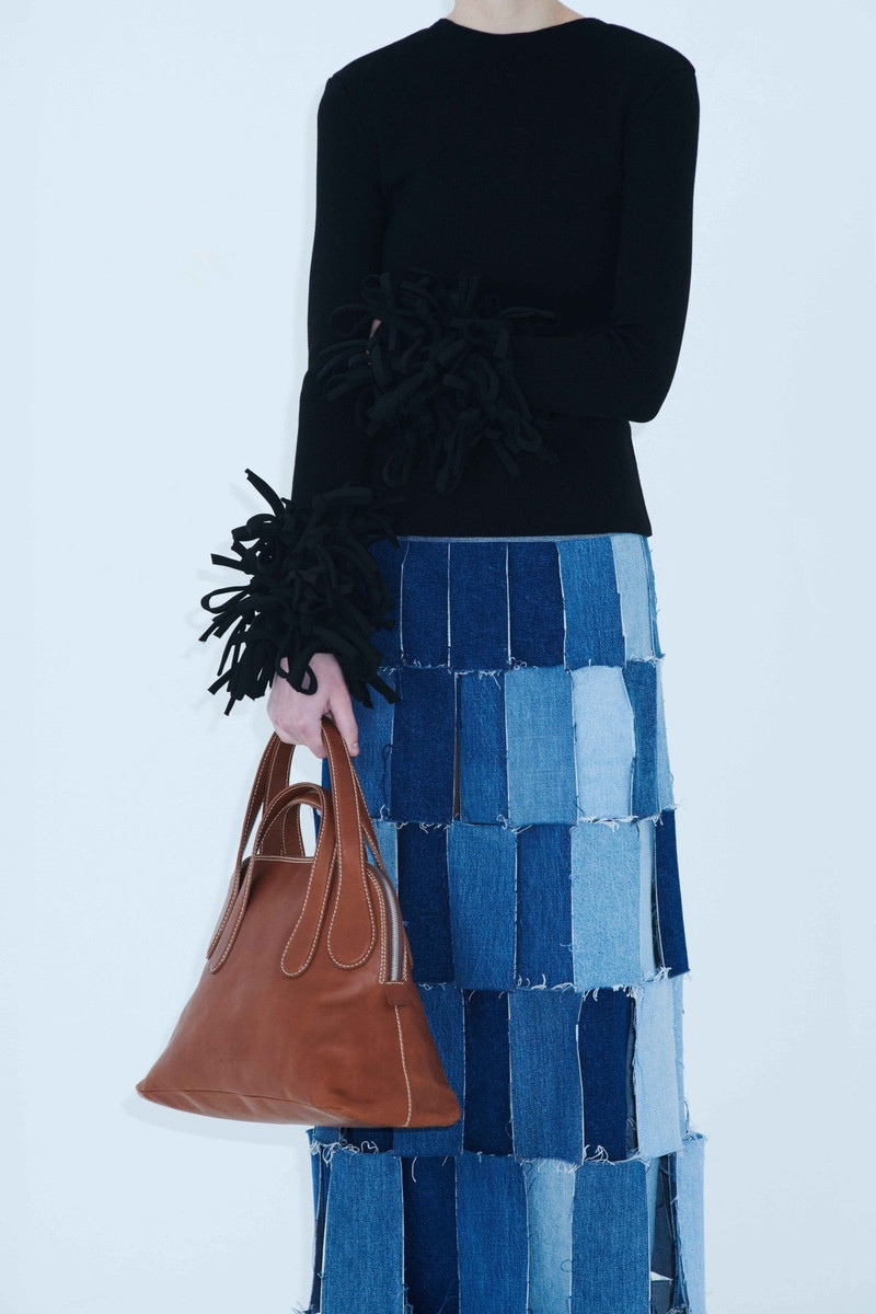 UPCYCLED DENIM MULTI RECTANGLE SKIRT BLUE DENIM 9