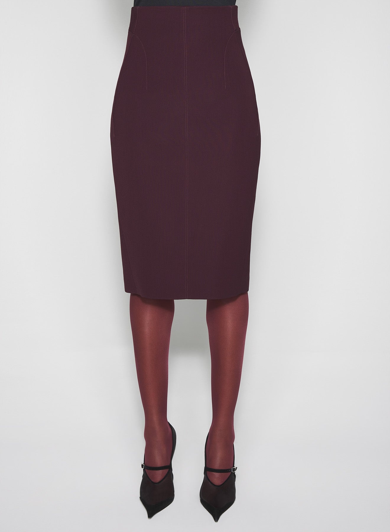 burgundy buckled tailored skirt - 2