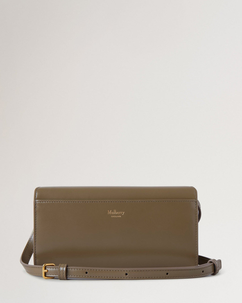 Mulberry Pimlico Wallet On Strap Linen Green Super Lux Calf outlook