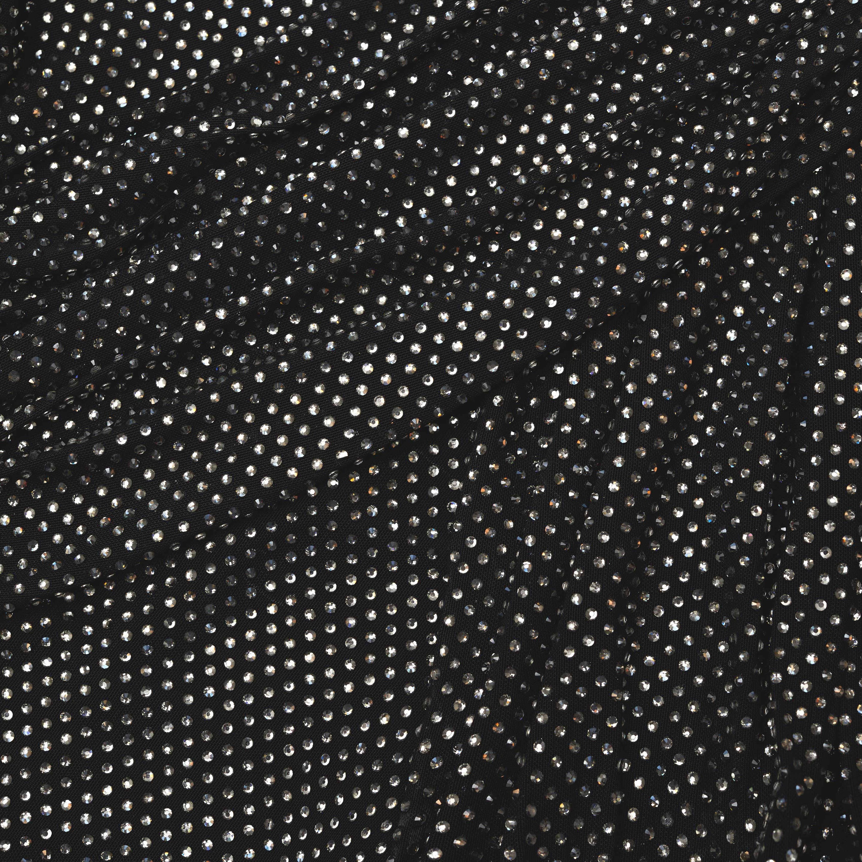 Black Rhinestone Mesh Top - 5