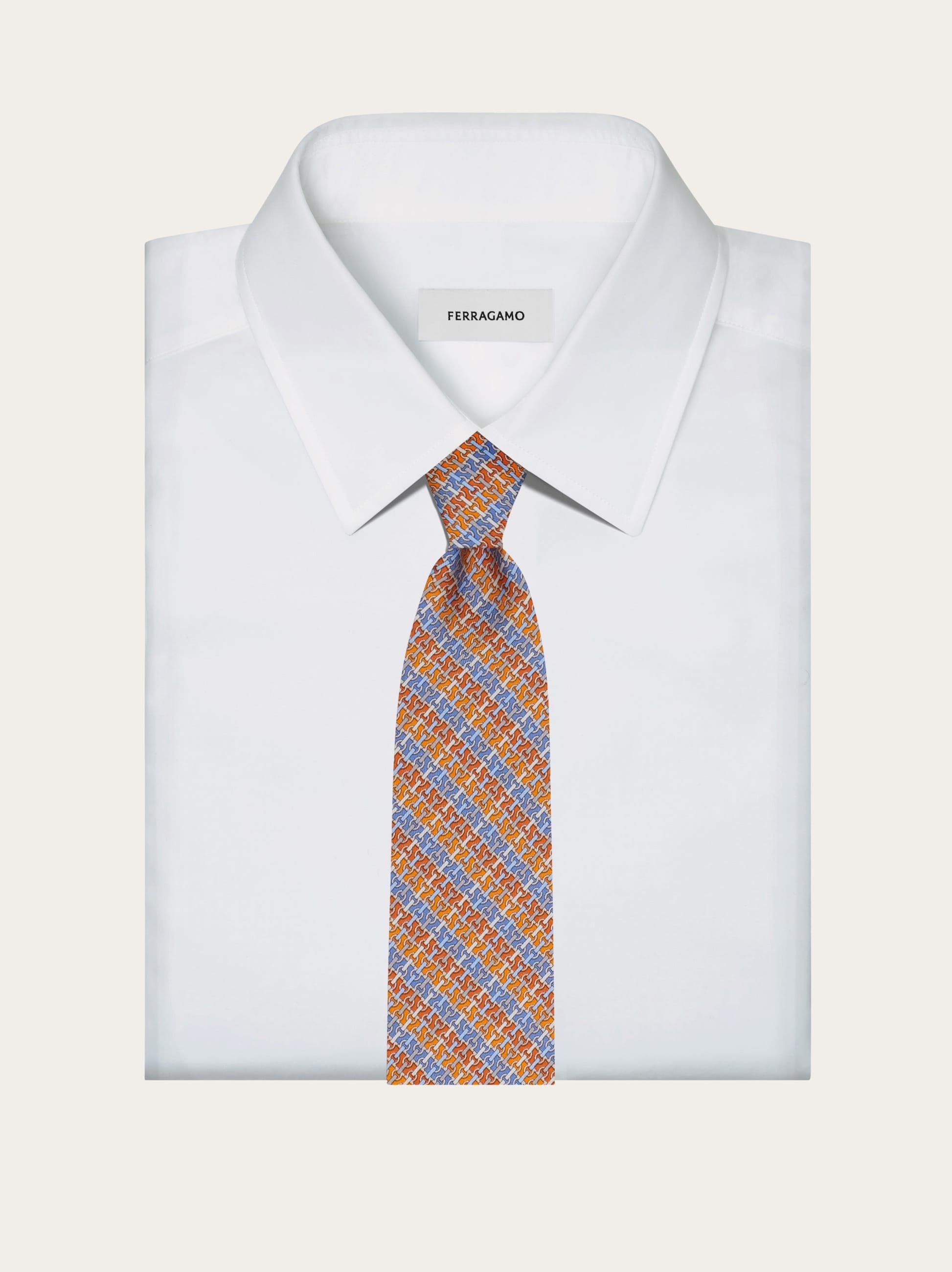 Gancini chain print silk tie - 4