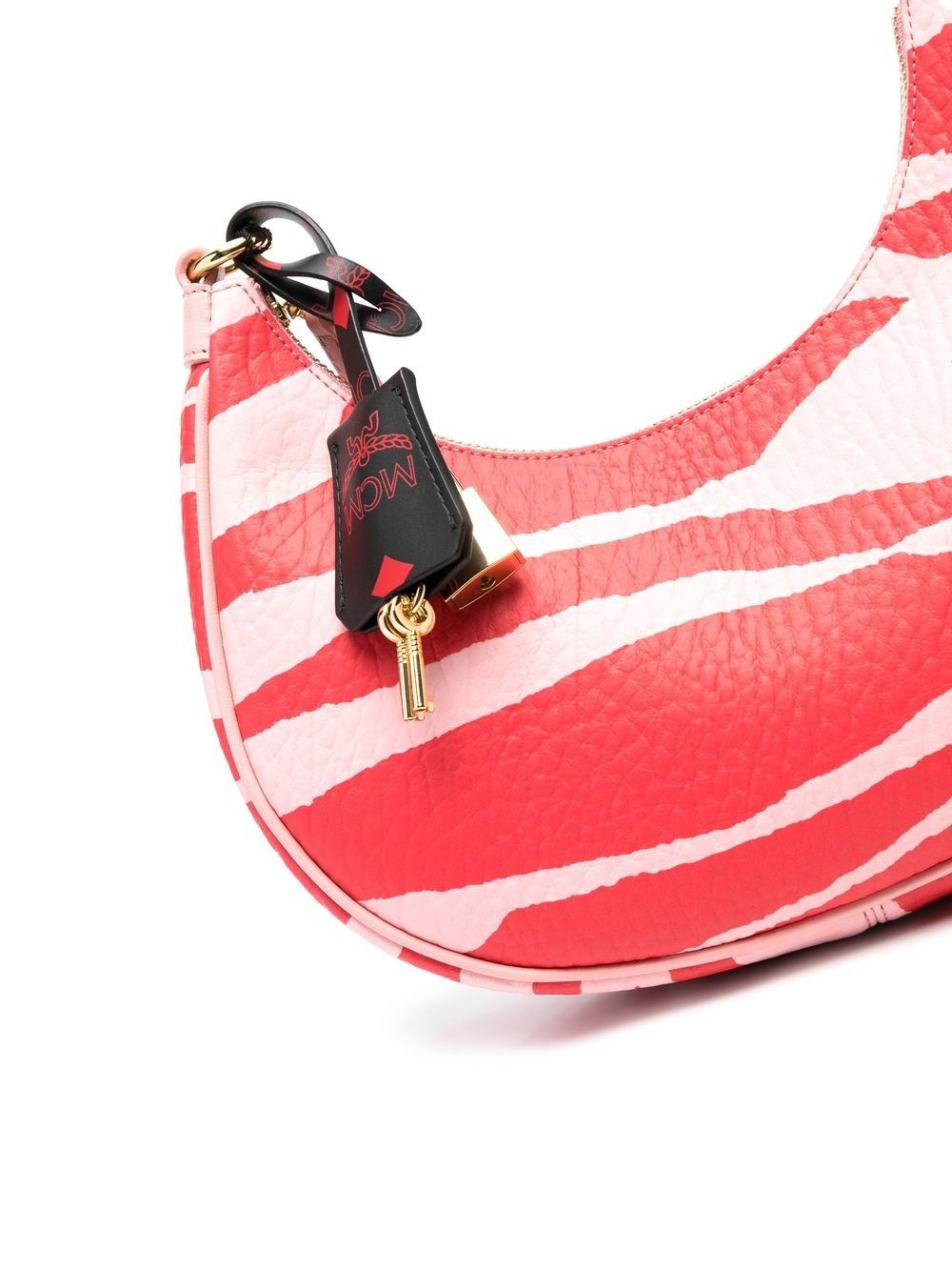 zebra-print leather shoulder bag - 4