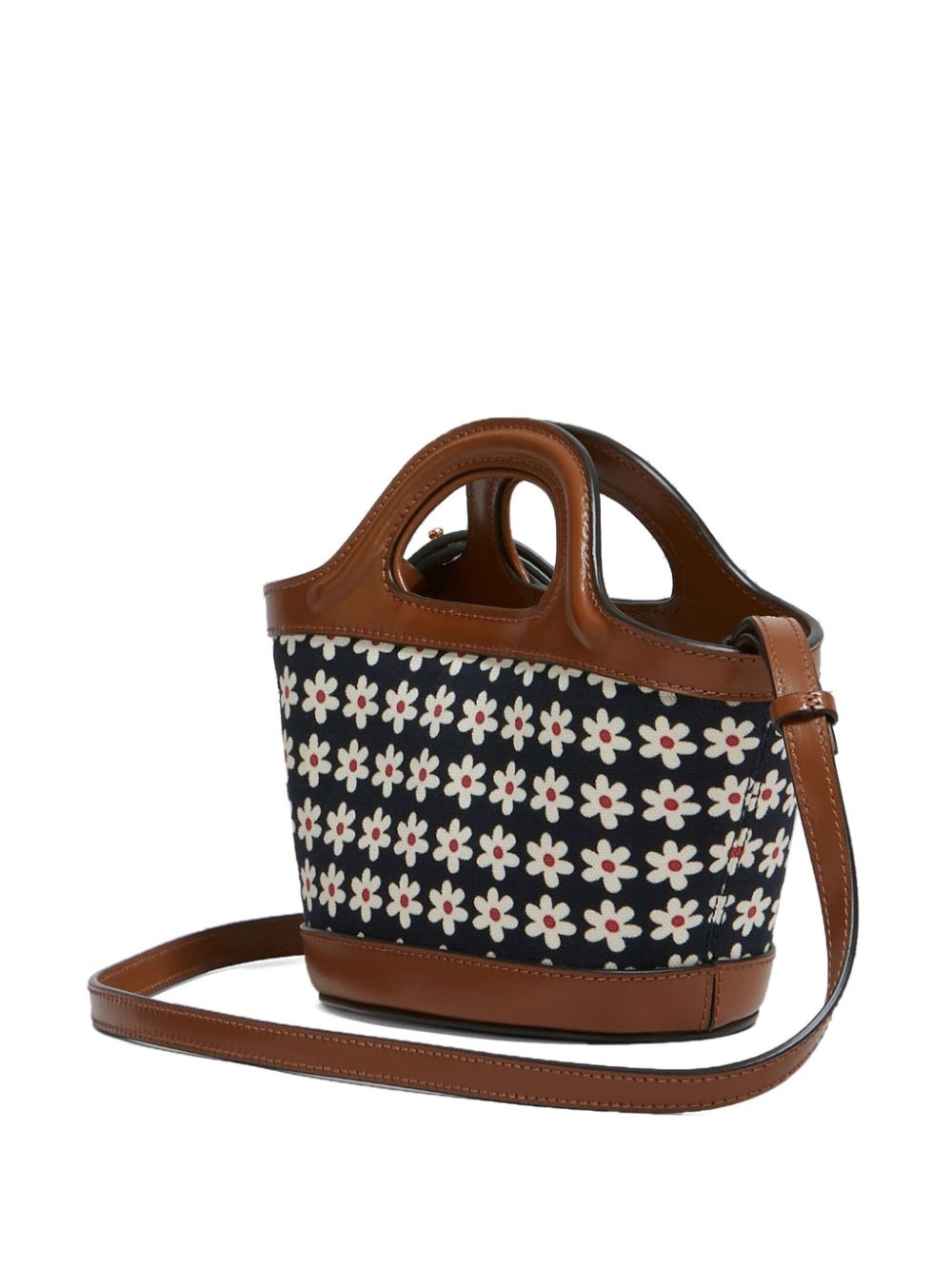 BLACK CANVAS TROPICALIA MICRO BAG WITH DAISY PRINT (RED/WHITE/BLACK) - 5