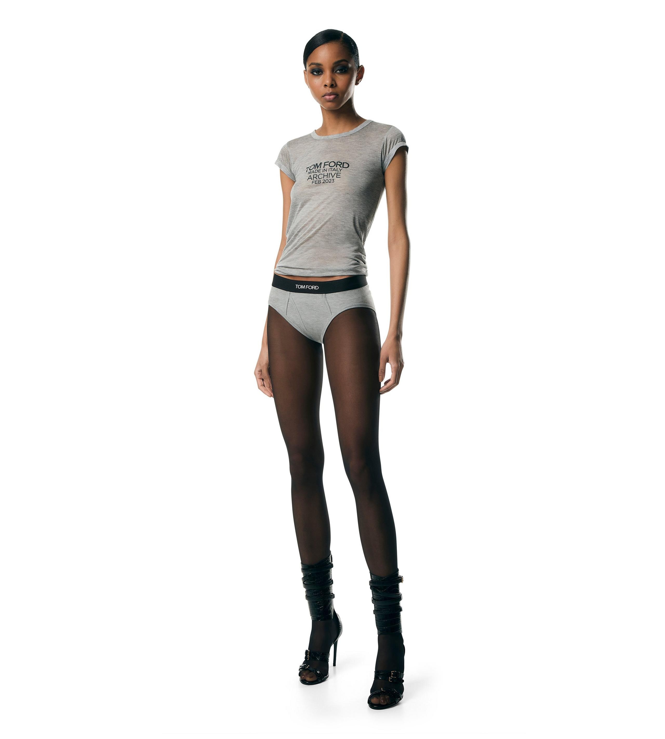 SILK JERSEY FITTED T-SHIRT WITH TOM FORD ARCHIVE LOGO - 2