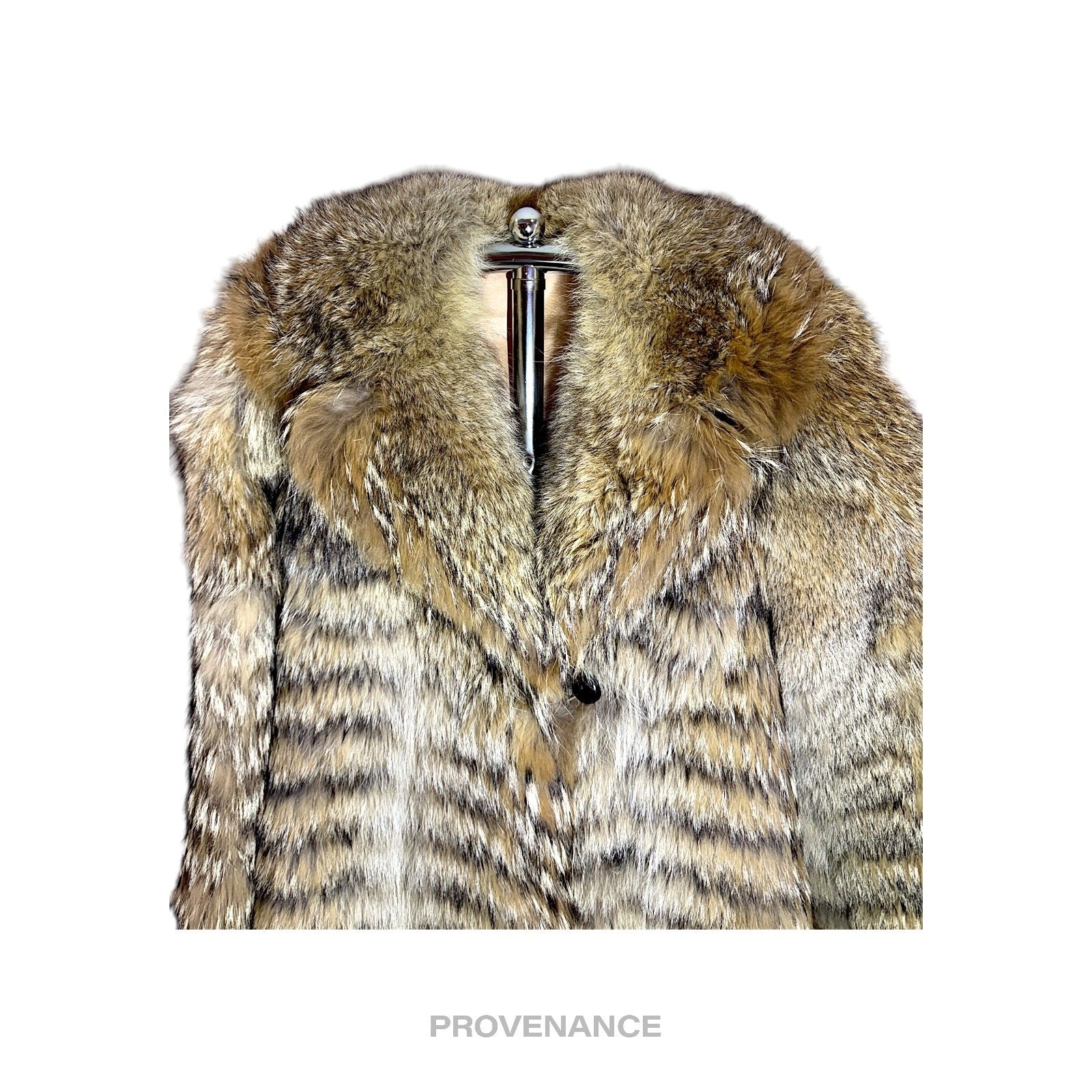 Coyote - Coyote Full-Length Fur Coat - Brown Herringbone - 4