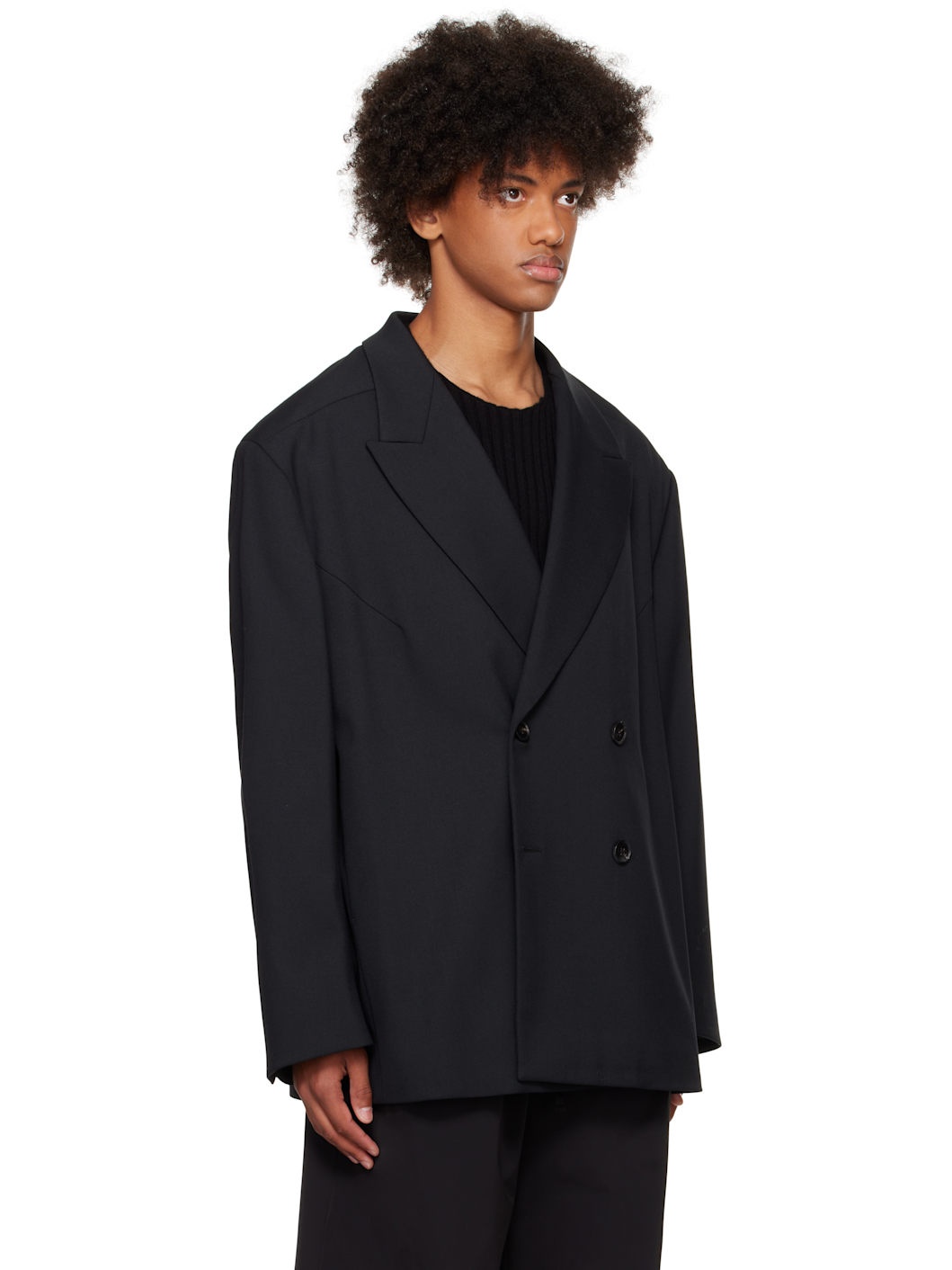 Black Double Breasted Blazer - 2