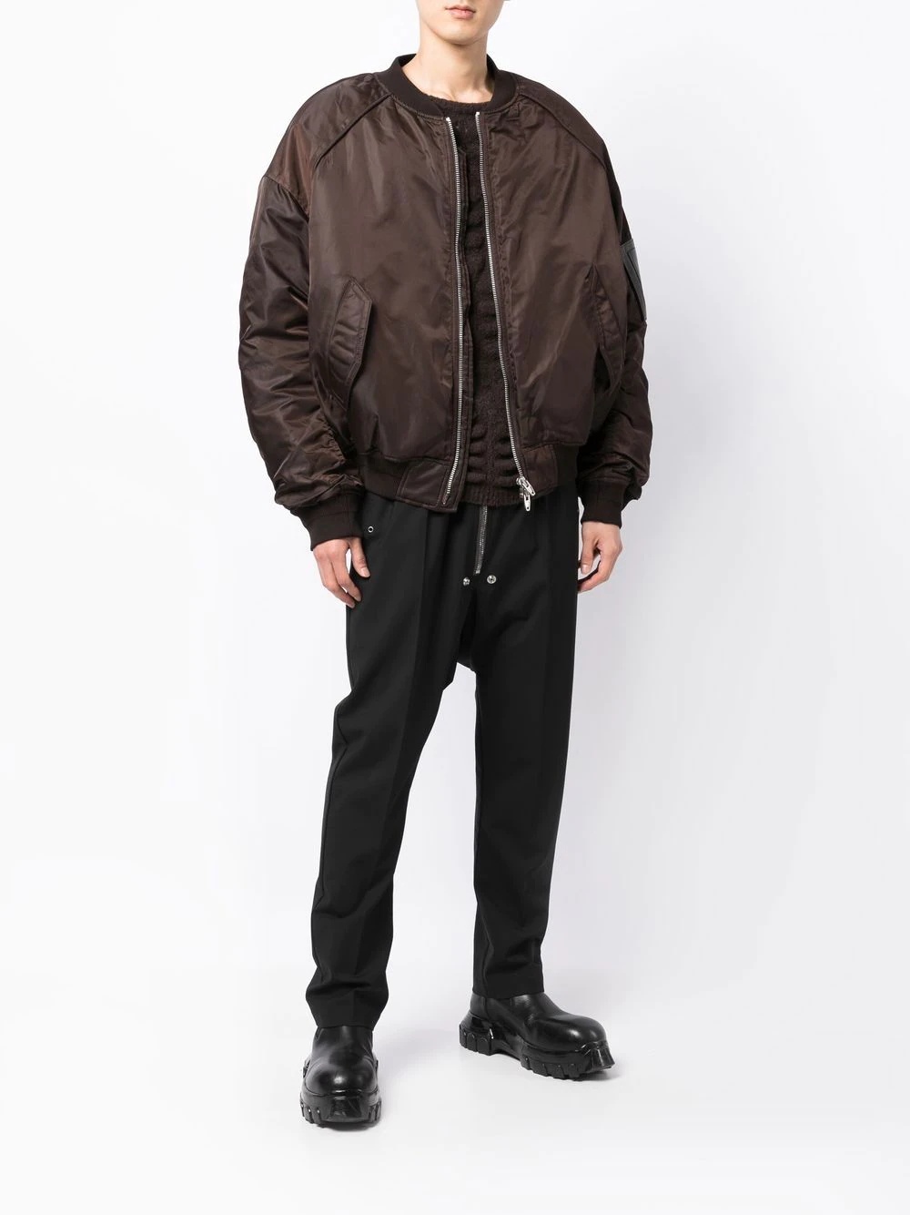 shearling-collar padded bomber jacket - 6