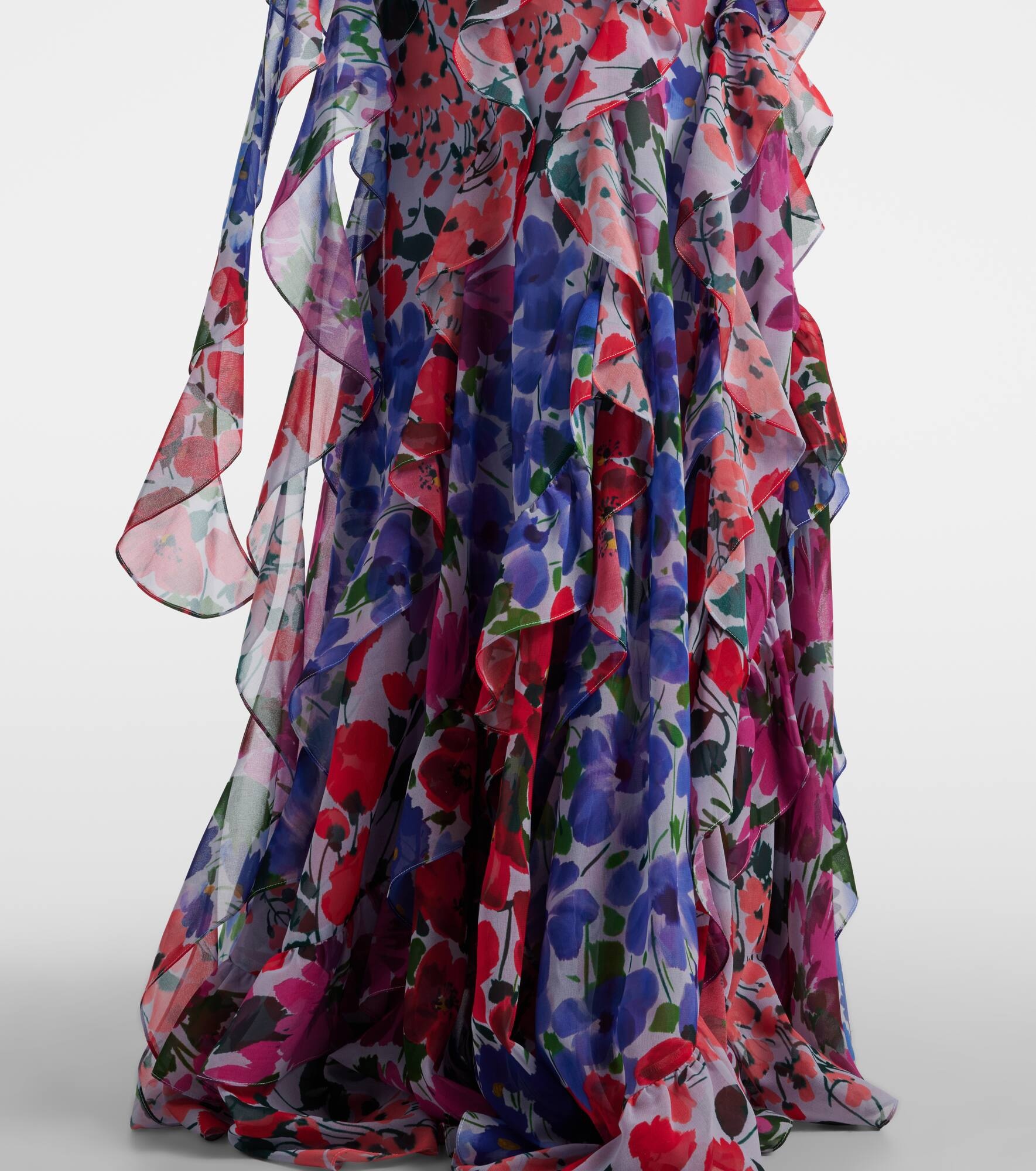 Floral ruffled chiffon gown - 7