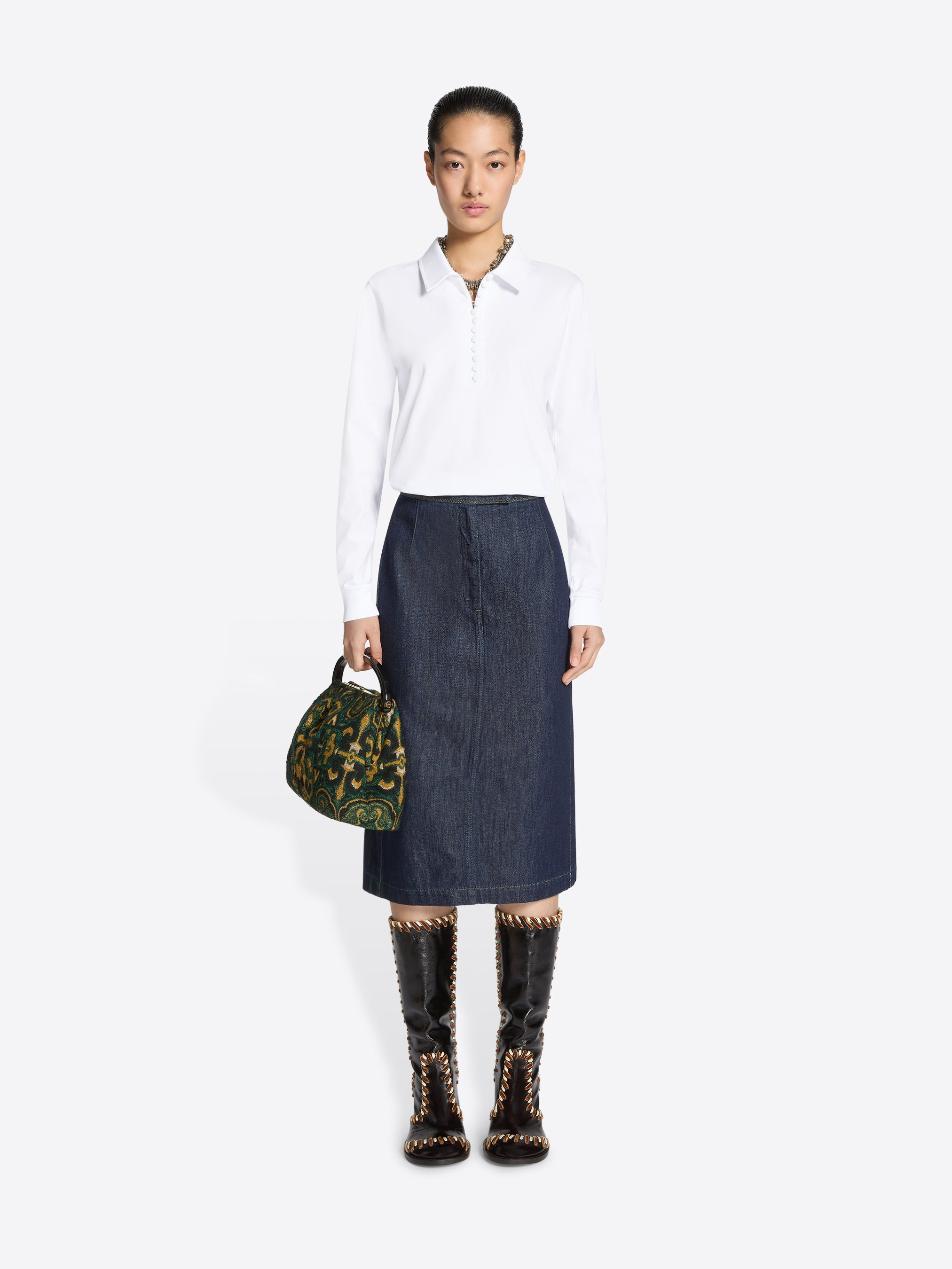 DENIM PENCIL SKIRT - 2
