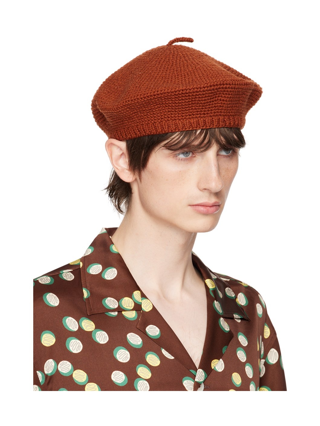 Brown Crochet Beret - 2