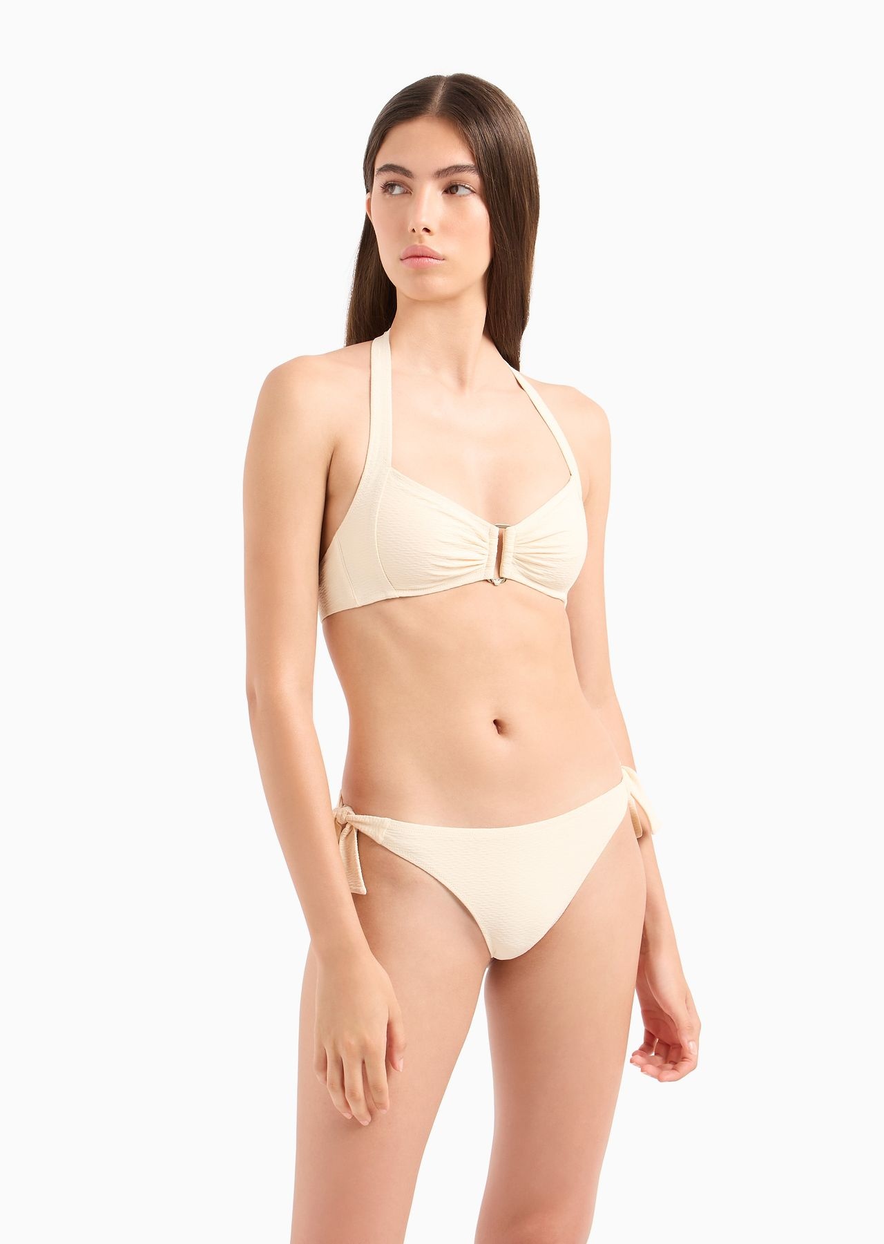 Padded bandeau bikini in textured Lycra - 2
