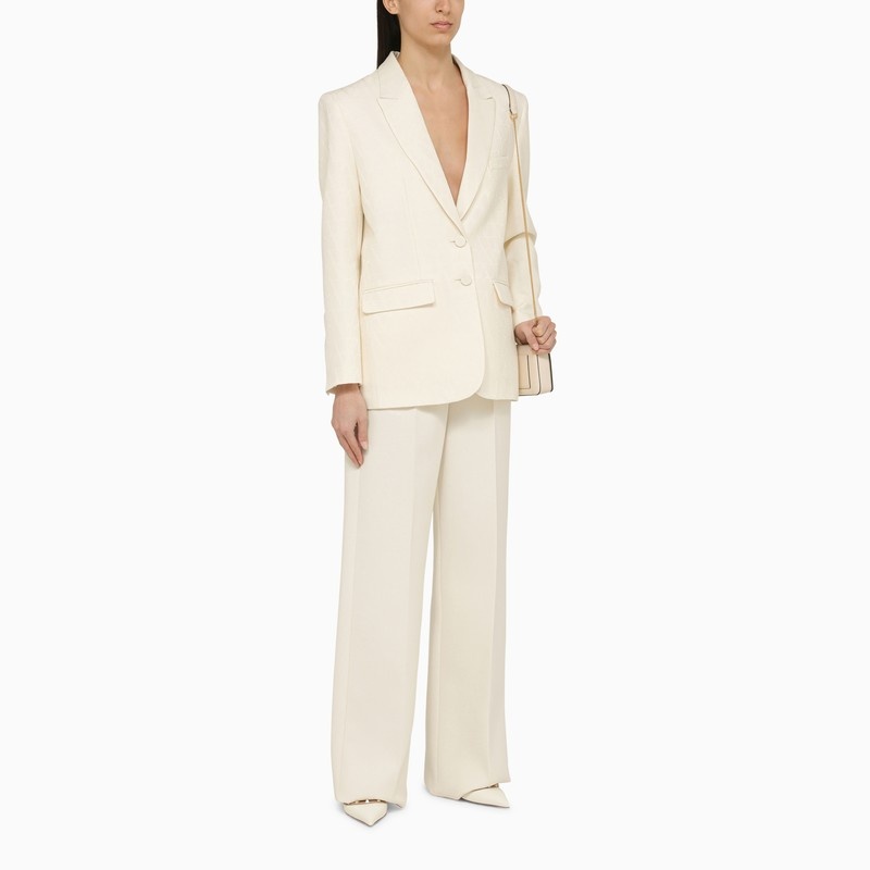 Valentino Ivory Single-Breasted Jacket In Wool And Silk Women - 2