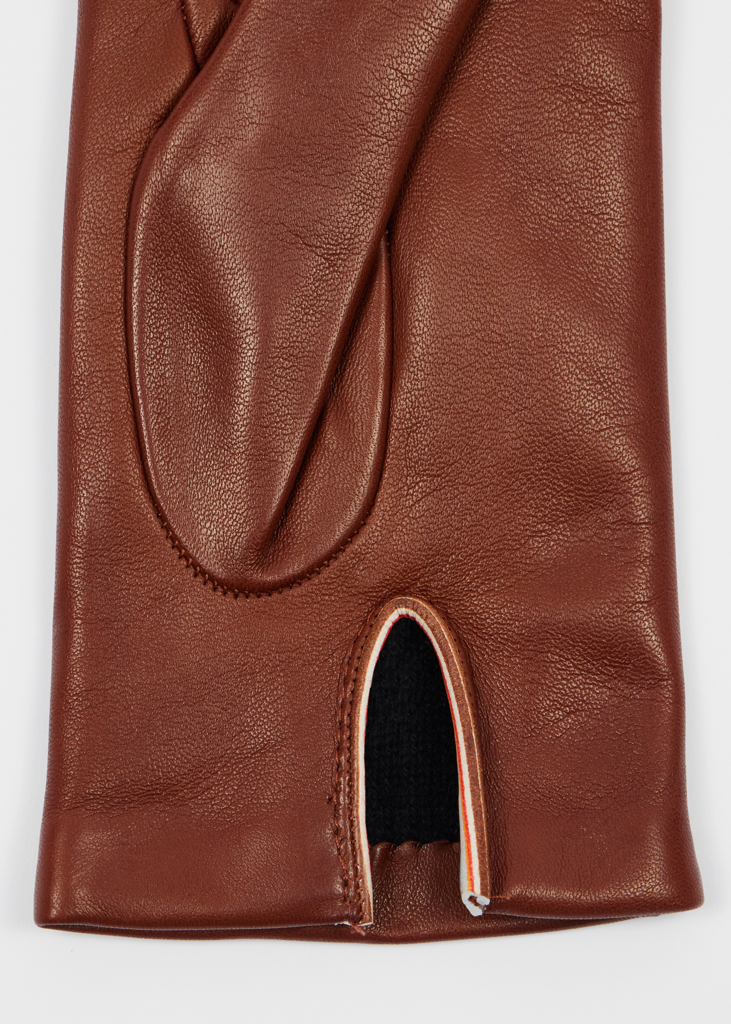 Women's Tan Brown Leather 'Signature Stripe' Gloves - 3